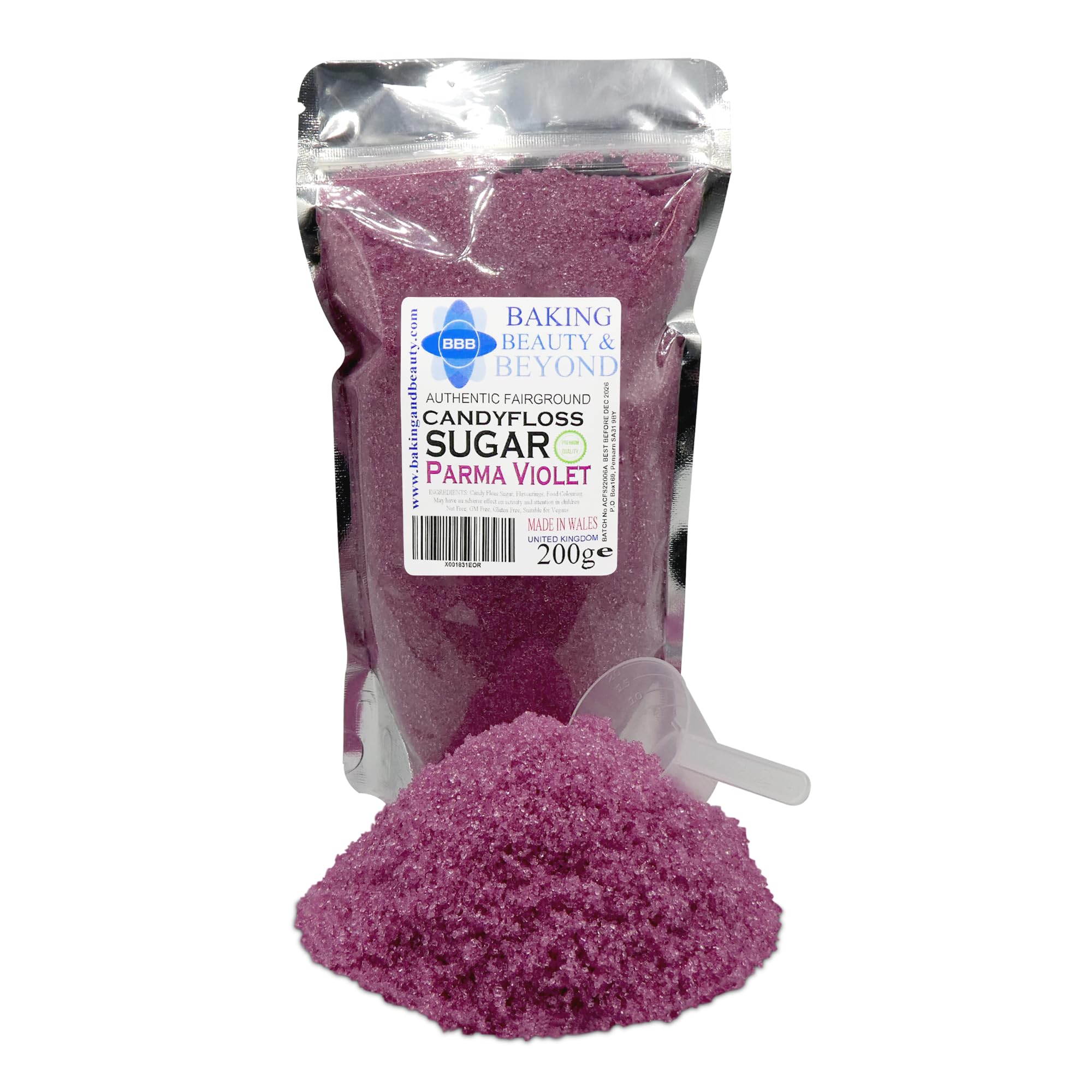 Baking Beauty and Beyond Premium Candy Floss Sugar 200g - Parma Violet Flavour