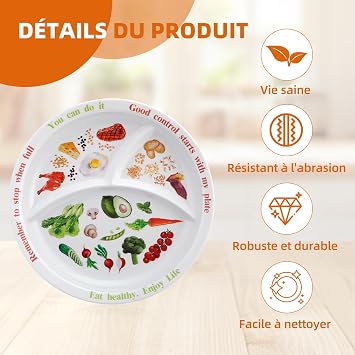 10inches Portion Control Plate for Balanced Eating -Healthy Nutrition Plate for Adults and Teens - Melamine Dividers, Perfect for Balanced Eating and Diet Management (1 Pieces)