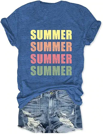 Women's Summer Crewneck Graphic Tee with Vintage Floral Print