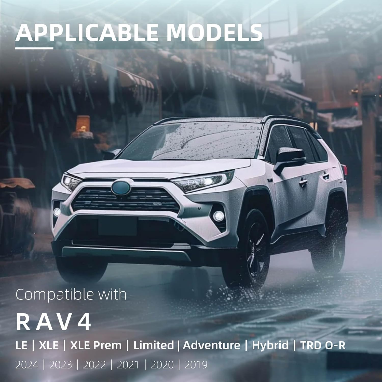 Car Windshield Cover Compatible with Toyota RAV4 2025 2024 2023-2019 LE XLE Hybrid Upgraded Custom Fit Magnetic Windproof Sunshade Cover 4-Layer Protection Ice, UV,Frost Wiper & Mirror Covers