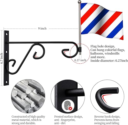 Miniatura 2 de ASZUNE Plant Hanger Bracket 6inch,Metal Plant Hook 2Pack for Bird Feeders,Wind Chimes,Plant Baskets,Lanterns,Indoor&Outdoor Decoration Hooks Black