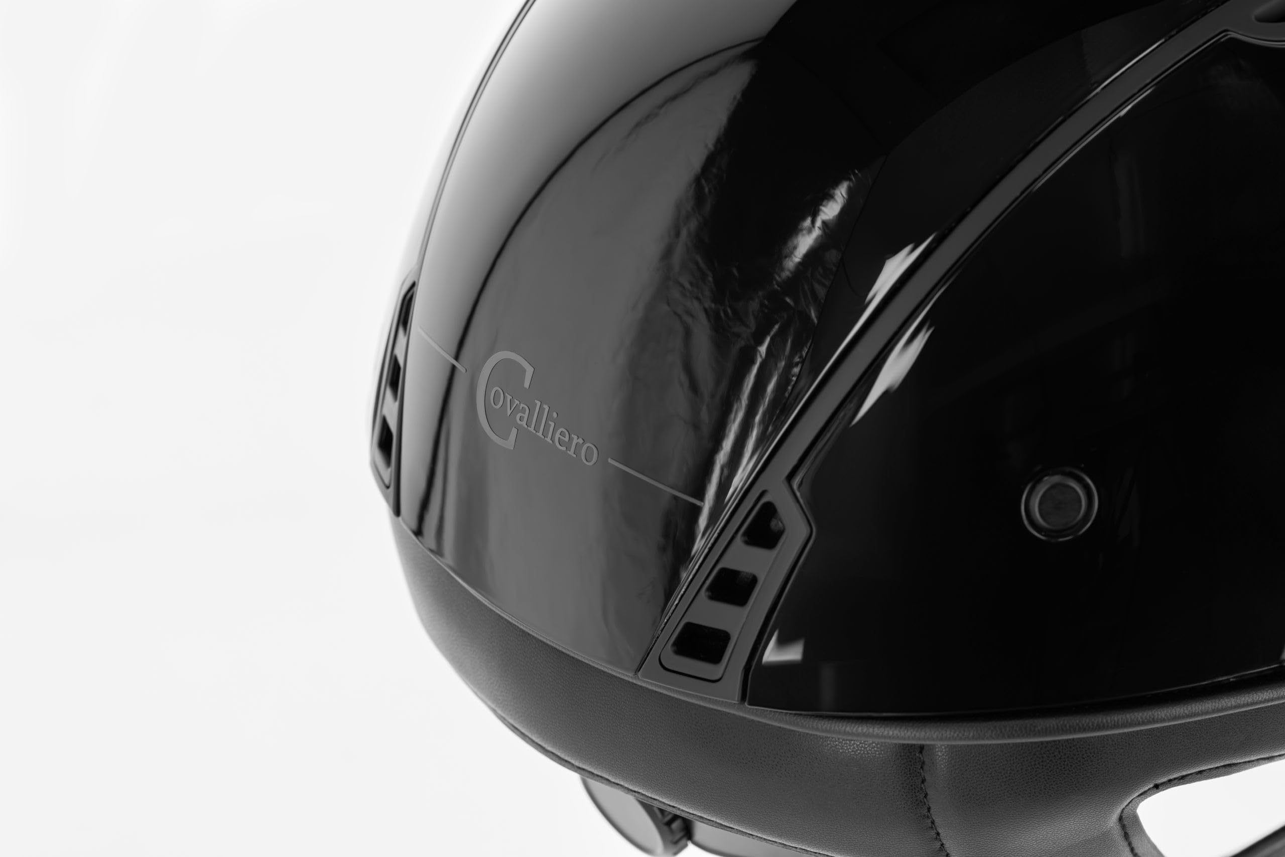 Covalliero Casque d'équitation Eclipse Polo, aspect brillant, système disque, sécurité ERT, excellente ventilation, doublure intérieure amovible, noir laqué, 56-58 cm