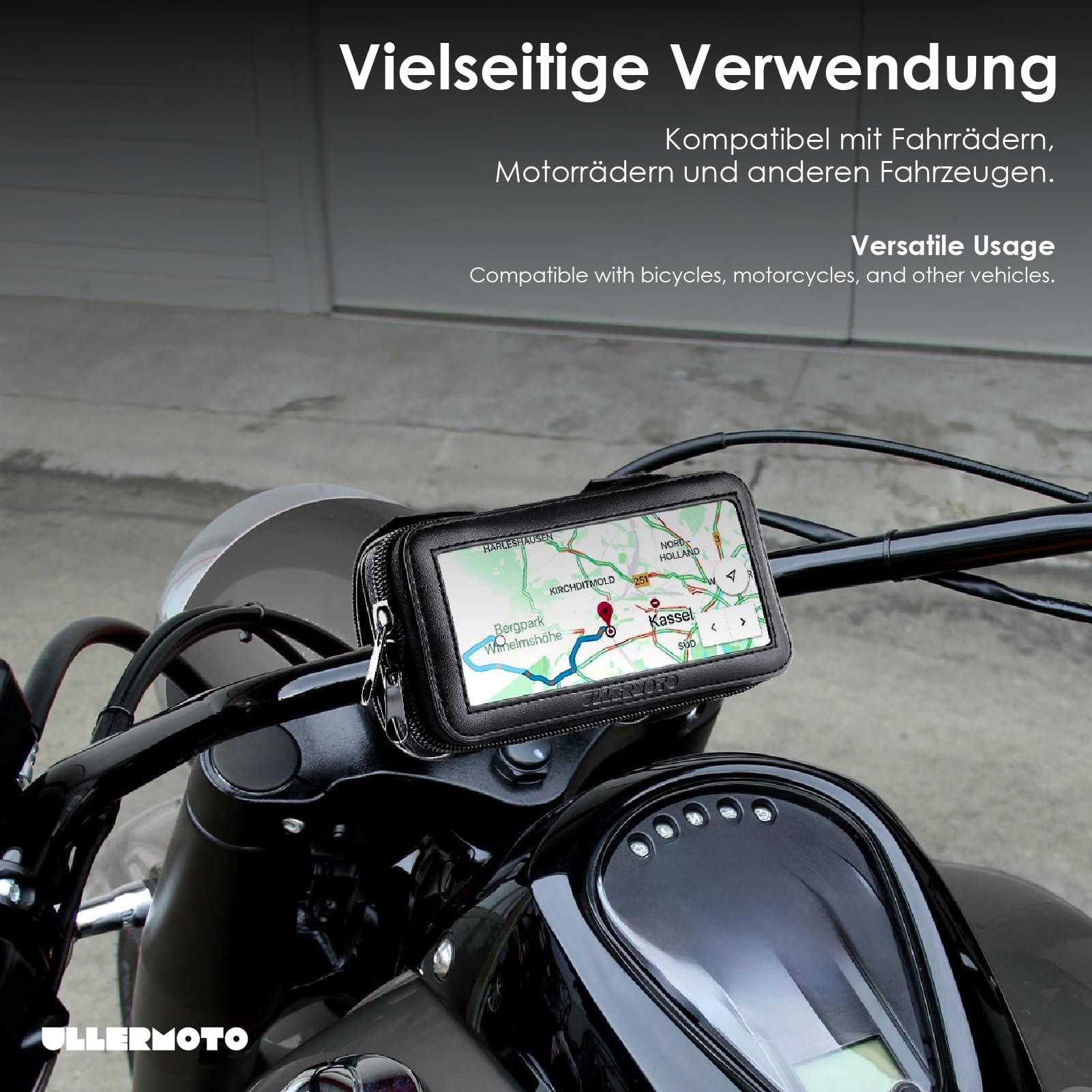 Superpotente Motocicleta portamóvil - Smartphone Bolsa para manillar- Porta teléfono móvil Bolsa de manillar de motocicleta - Bolsa para el teléfono móvil de la talla L
