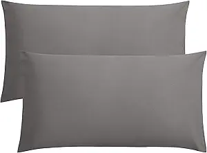 FLXXIE 2 Pack Microfiber King Pillow Cases, 1800 Super Soft Pillowcases with Envelope Closure, Wrinkle, Fade and Stain Resistant Pillow Covers, 20x36, Dark Grey