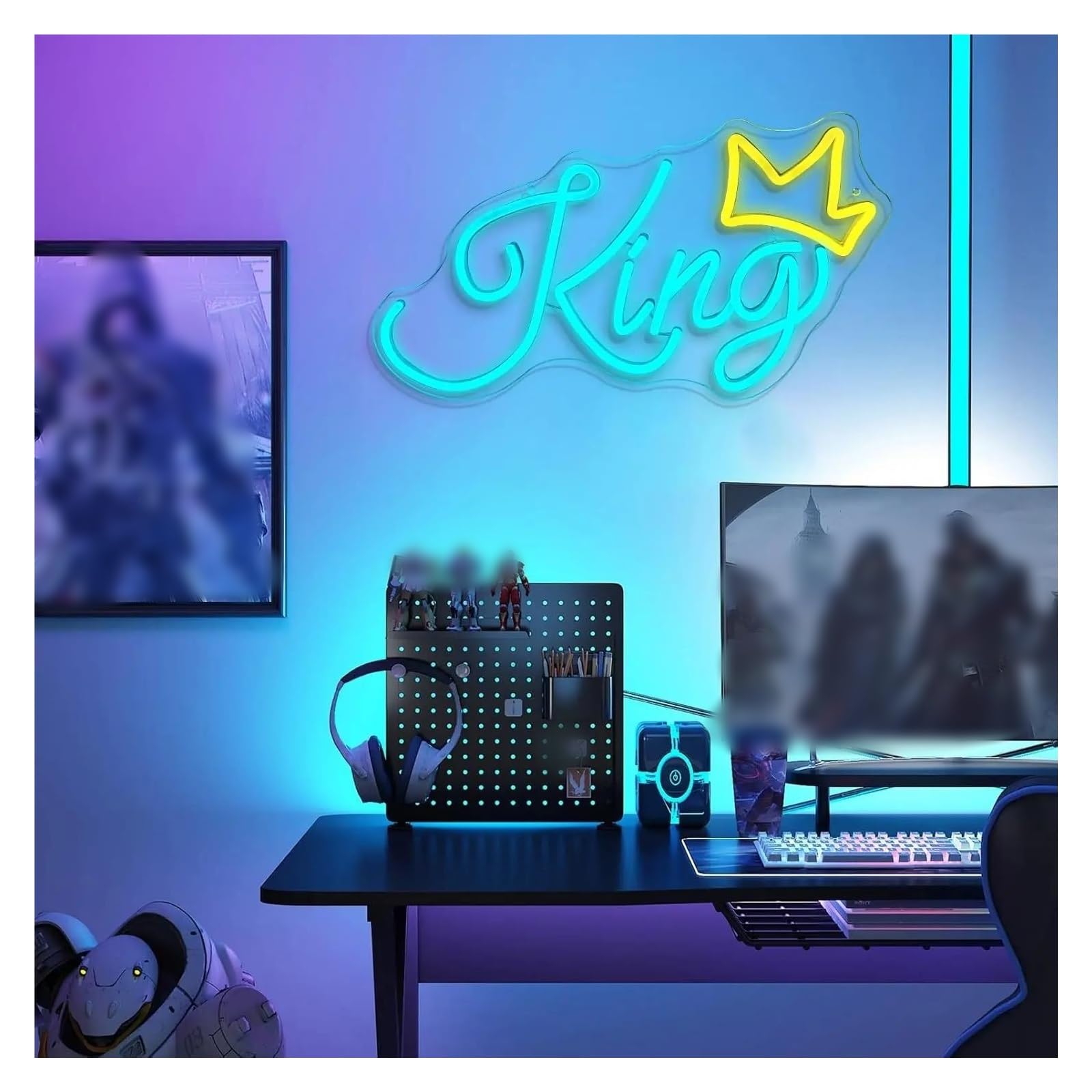 Insegna al Neon Insegna Al Neon King, Corona Luminosa A, Estetica, Alimentata Tramite USB, Decorazione Da Parete Per Bambini, Ragazzi, Cameretta, Feste, 22cmх40cm