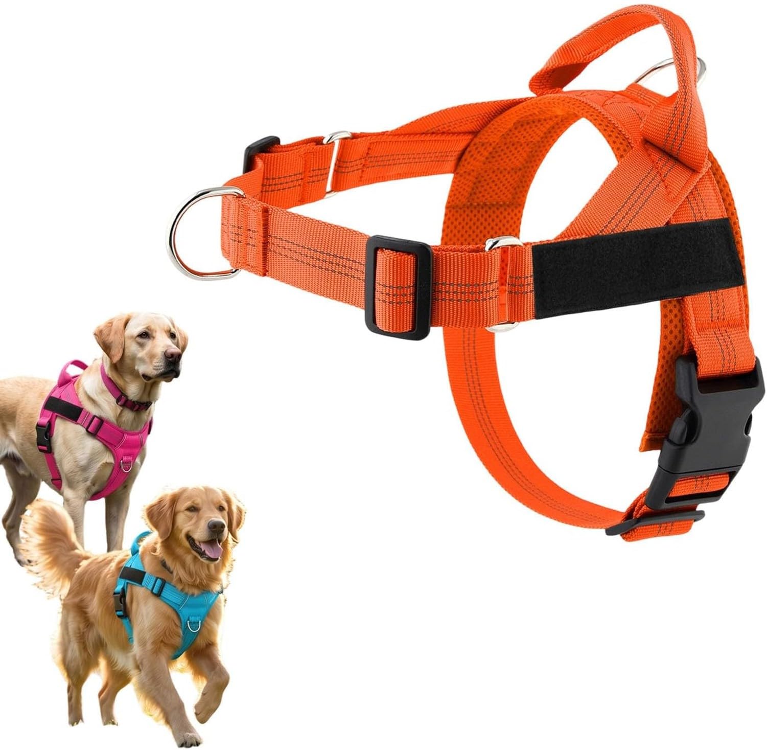 AIEIJJH No Pull Dog Harness Adjustable Reflective Nylon Vest for Small Medium Large Dogs with Easy Control Handle, Choke Free Comfort for Walking and Training, #A, S