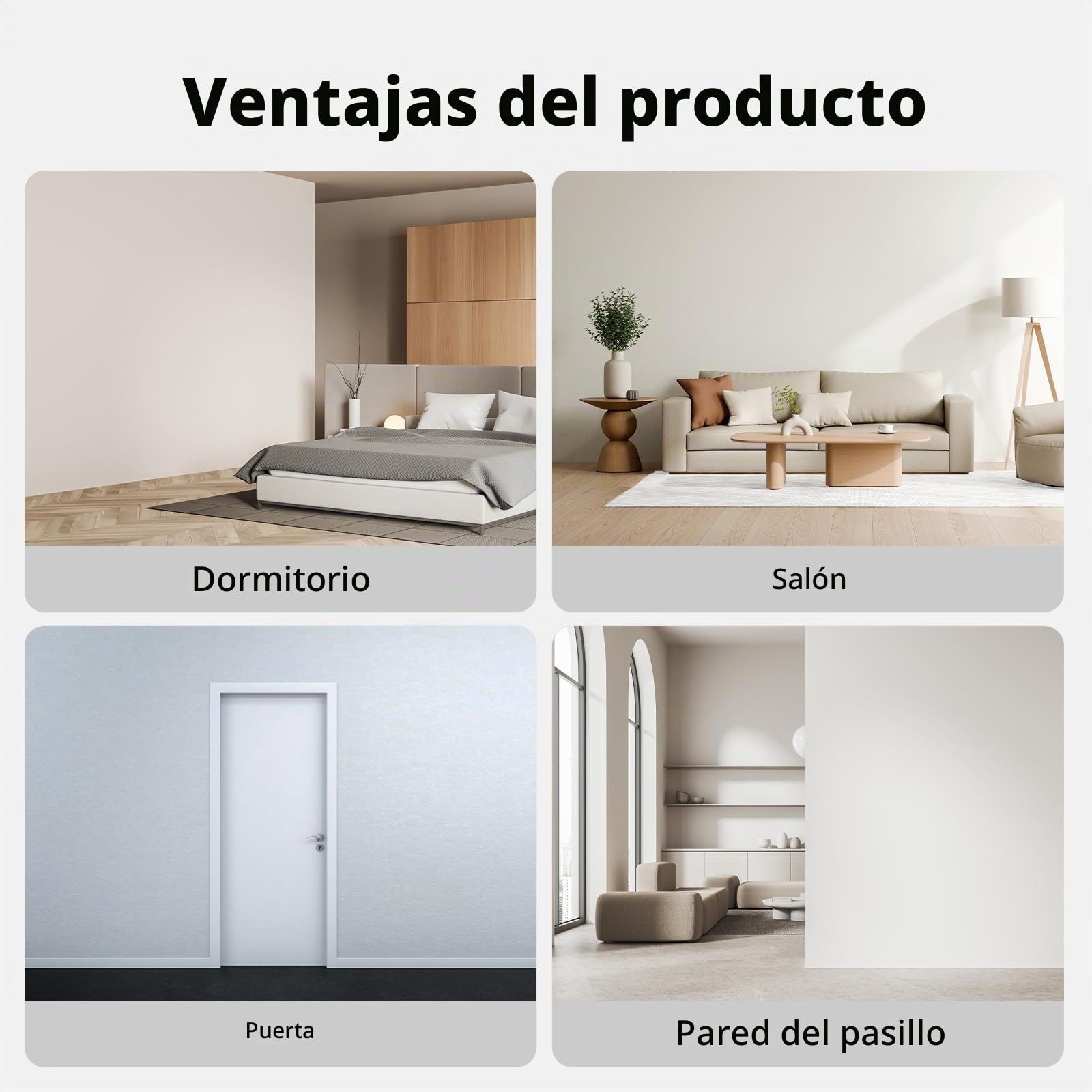 Kit Molduras de Pared Autoadhesivas 6 Marcos, Paneles Decorativos Pre Cortados para Decoración de Pared Interior, Molduras Estilo Marco DIY para Salón Dormitorio Pasillo Pared de Acento