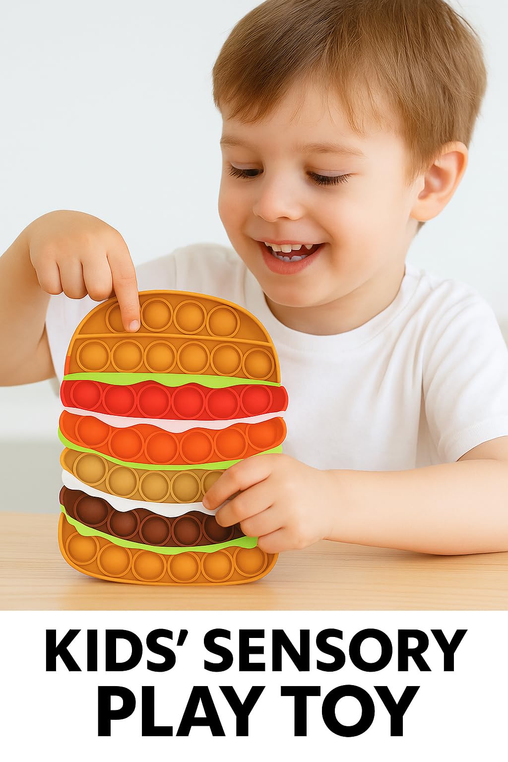 Ranzah Pop Fidget Toy Push Pop Bubble Sensory Toy For Kids And Adults Travel Poppet Toy Squishy Toy For Gifts & Parties ADHD Stress & Anxiety Relief Toy Squeeze Toddler Toy (Burger) - Image 2
