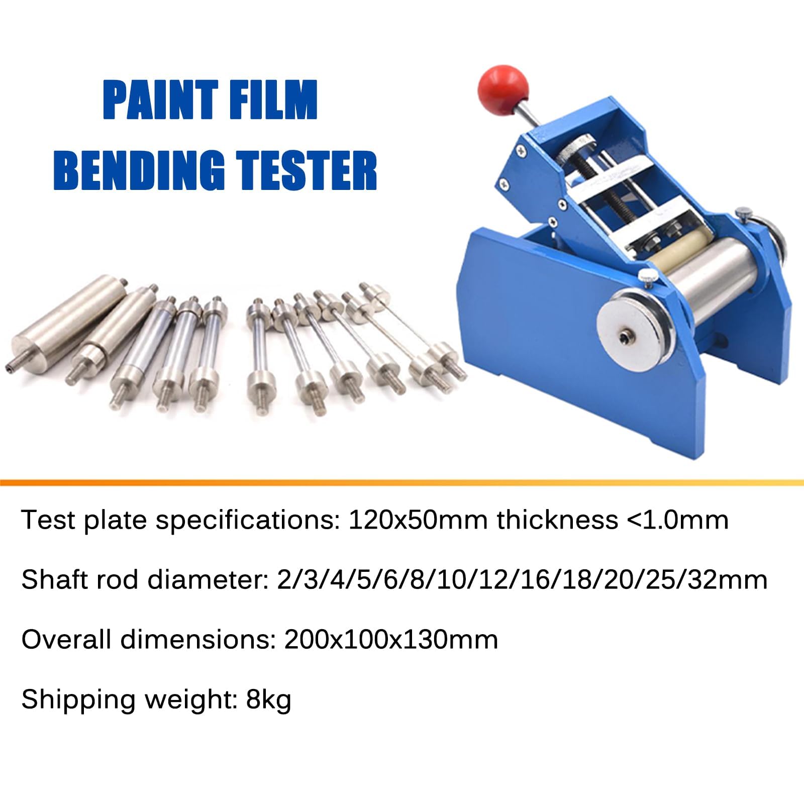 Tester cilindrico della piegatura del mandrino per elasticità del rivestimento e flessibilità della pittura, diametro di Rod dell'asse 2mm - 32mm