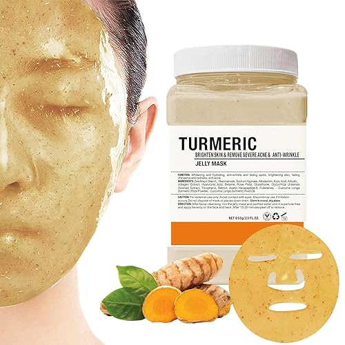 POZTL Mascarilla de gelatina en polvo para faciales, cúrcuma antiarrugas para eliminar el acné, mascarilla facial profesional para pelar las líneas