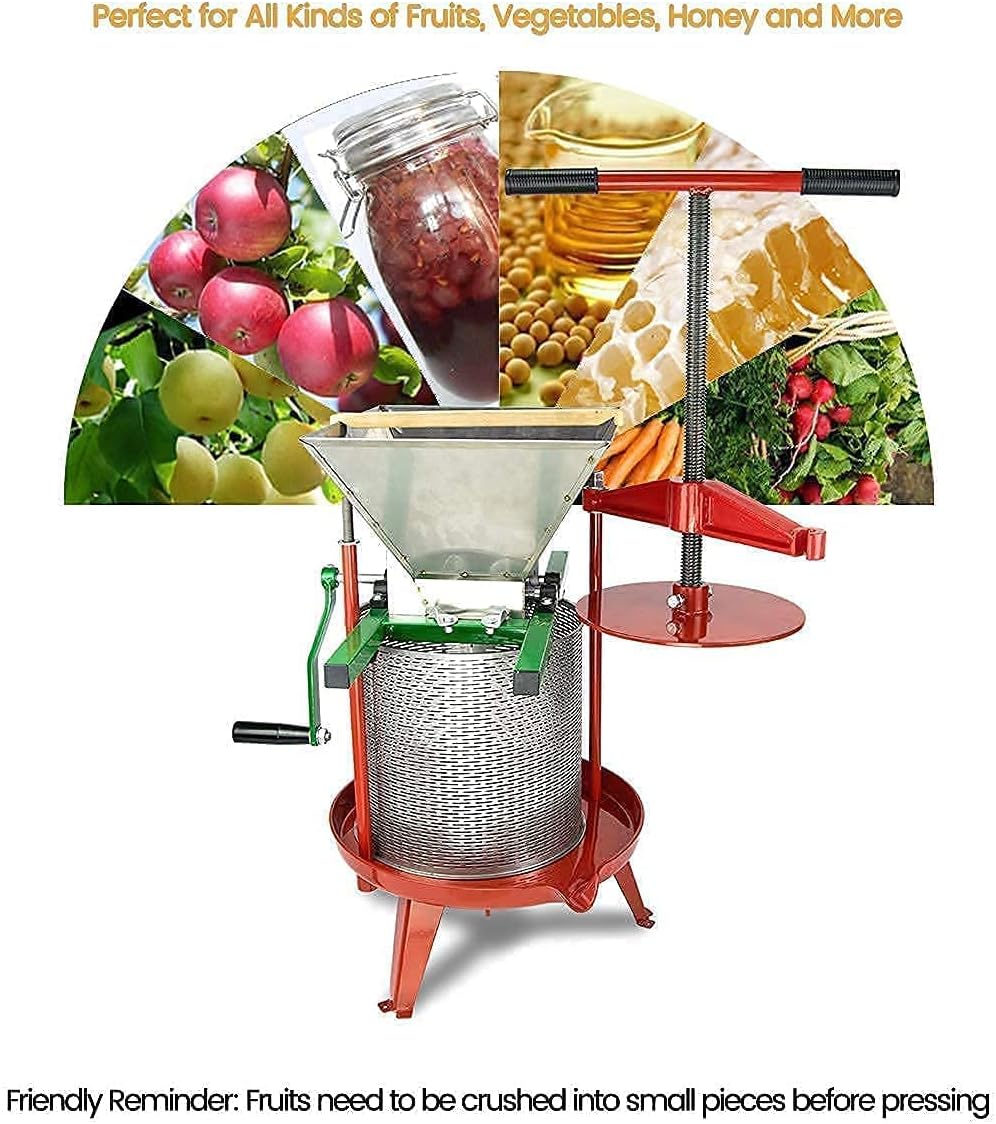 Fruit Wine Press and Crusher,100% Nature Apple&Grape&Berries Crusher Manual Juice Maker for Kitchen