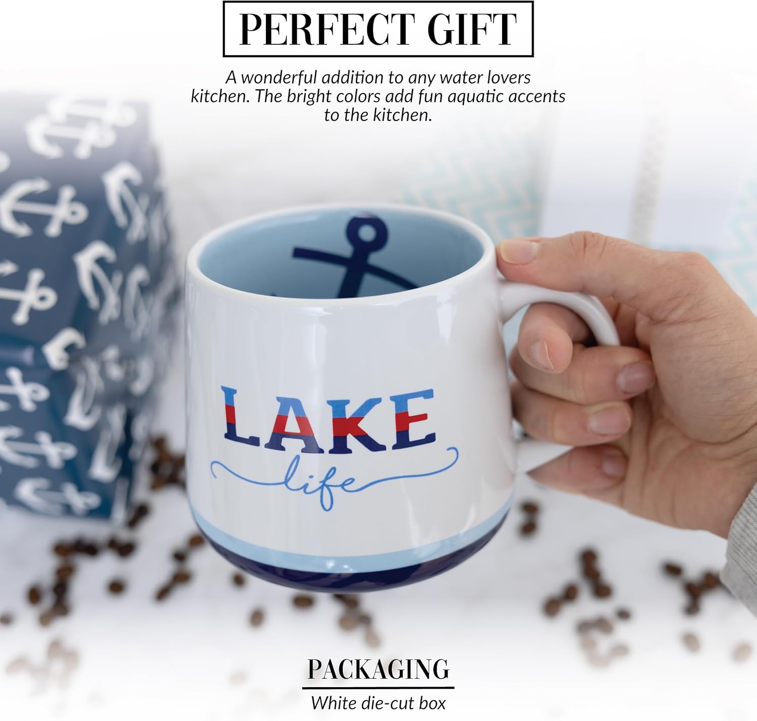 Pavilion Gift Company - Lake Life - Anchor - 18 oz Waterfront Cottage Tea Cup Coffee Mug Lifestyle Adventure Outdoorsy Cottage Drinkware - Image 3