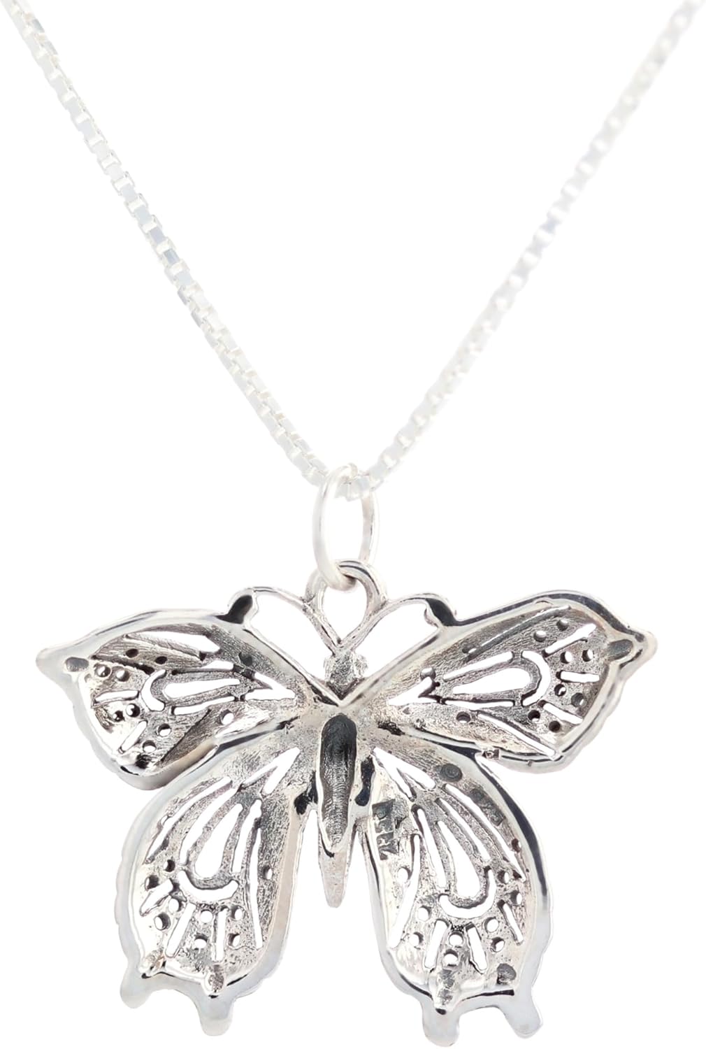 Jewelry Trends Sterling Silver Victorian Butterfly Pendant Necklace 18" - Image 3