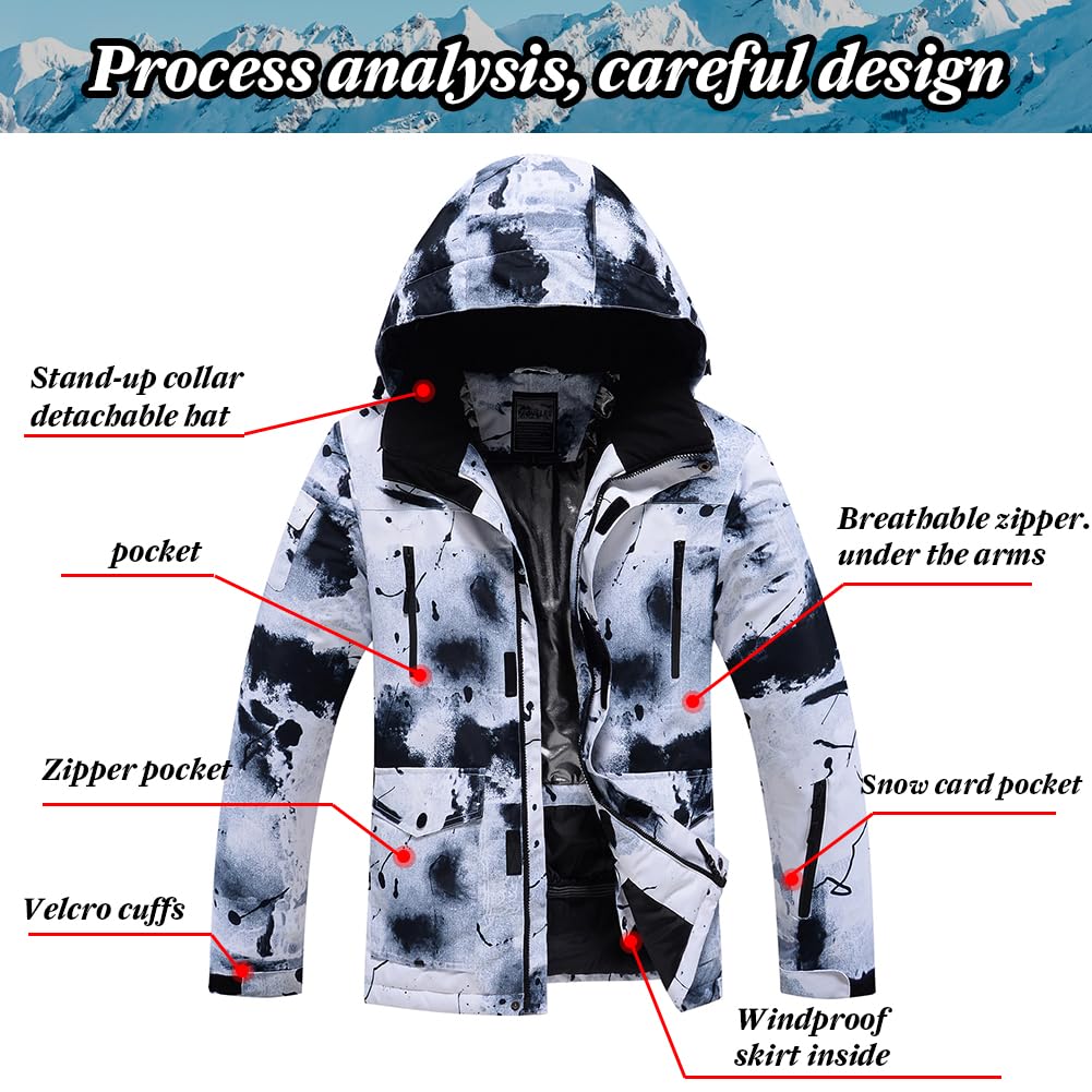 RIUIYELE Conjunto de chaqueta y pantalones de esquí para hombre, aislados, impermeables, para invierno, cálido, al aire libre, esquí, snowboard, chaquetas para hombre