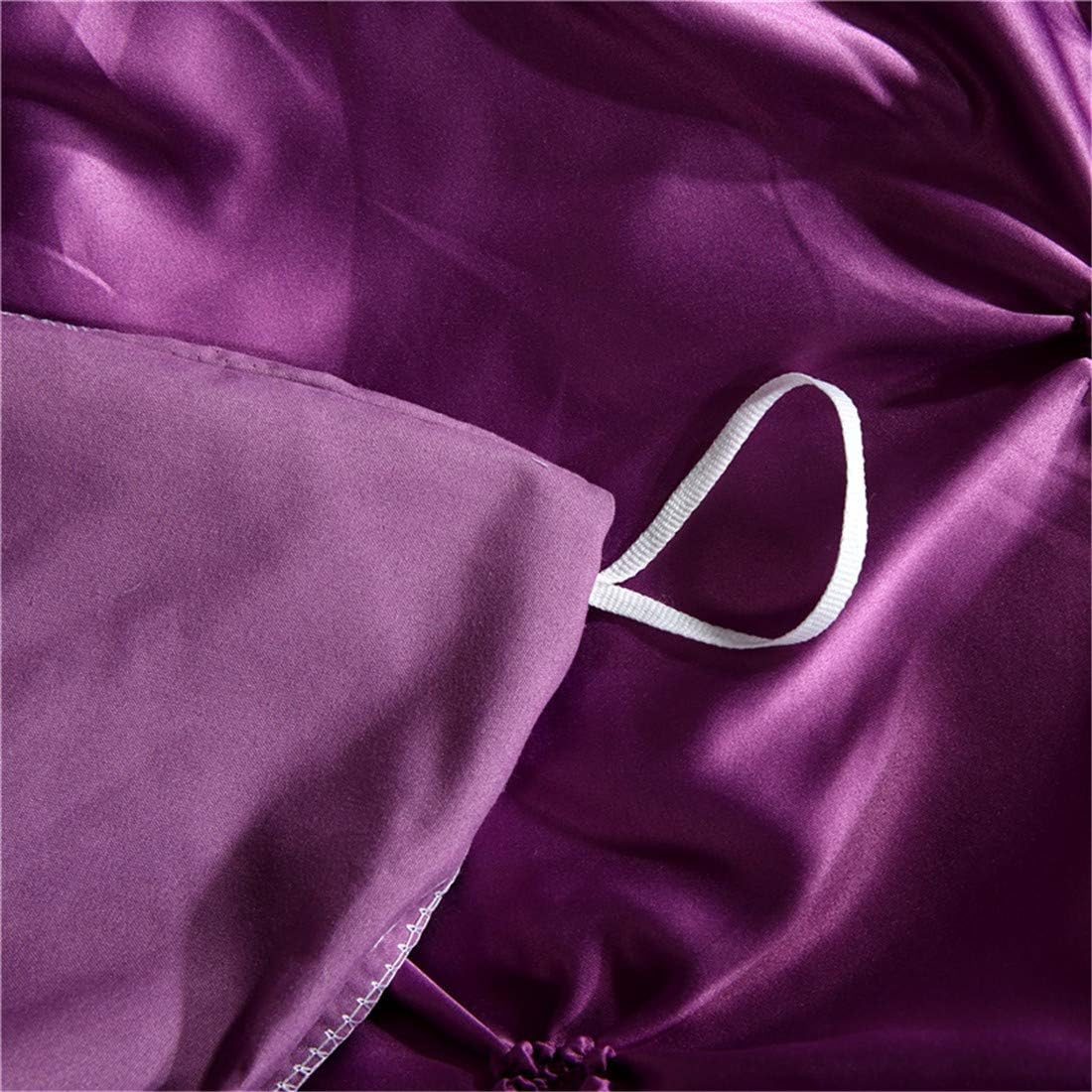 Erosebridal Purple Pinch Pleated Bedding Set Twin Size Silk Like Satin Pintuck Duvet Cover with Zipper Ruffle Design Luxury & Microfiber Comforter Cover Pintuck Decorative Quilt Cover