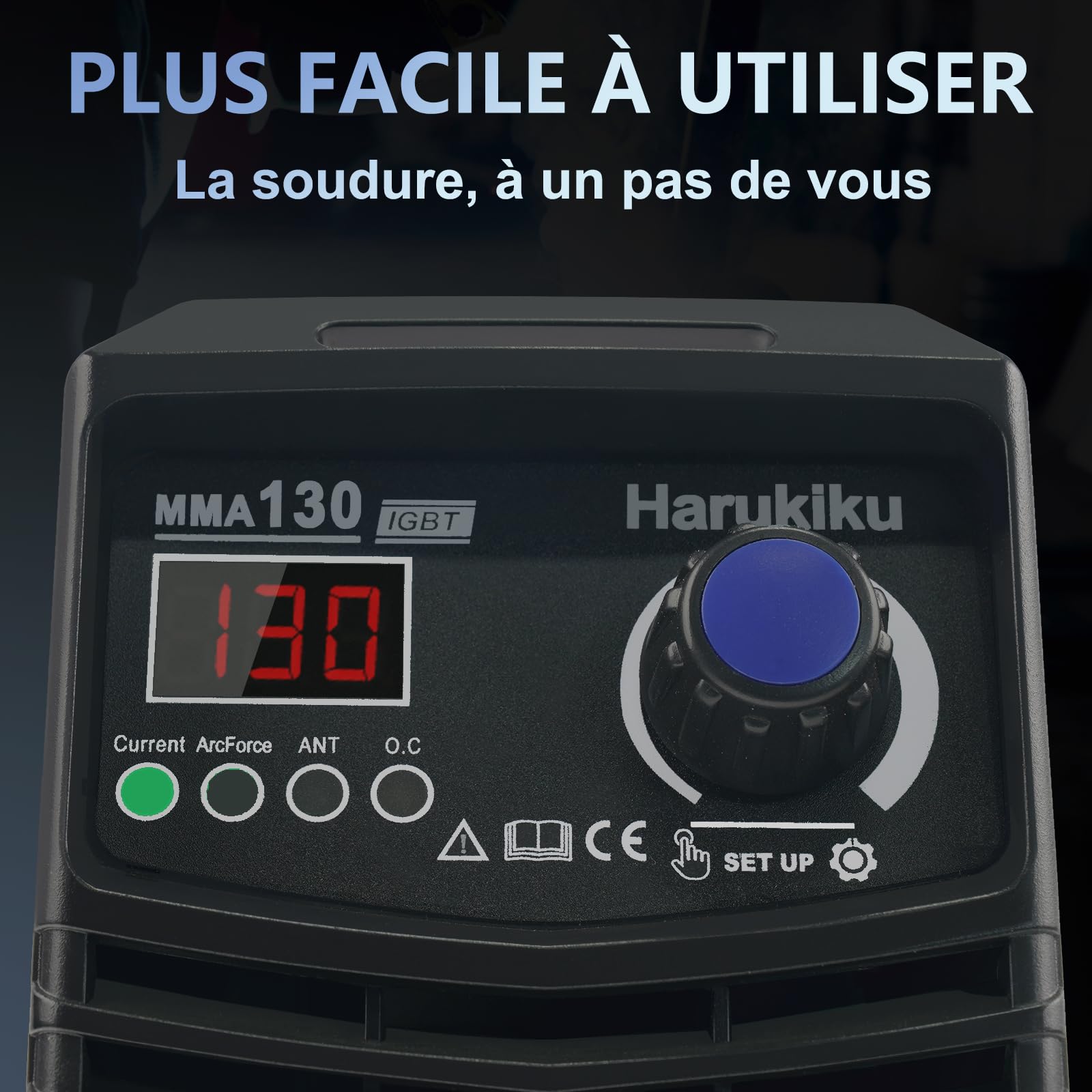 Poste à souder à l’arc MMA130 Numérique - Mini Poste a Souder Inverter,Compact et Léger avec Fonction Anti-Stick, Câbles de 3+2 m, 21,5 x 14 x 8,5 cm, pour Bricoleurs et DIY