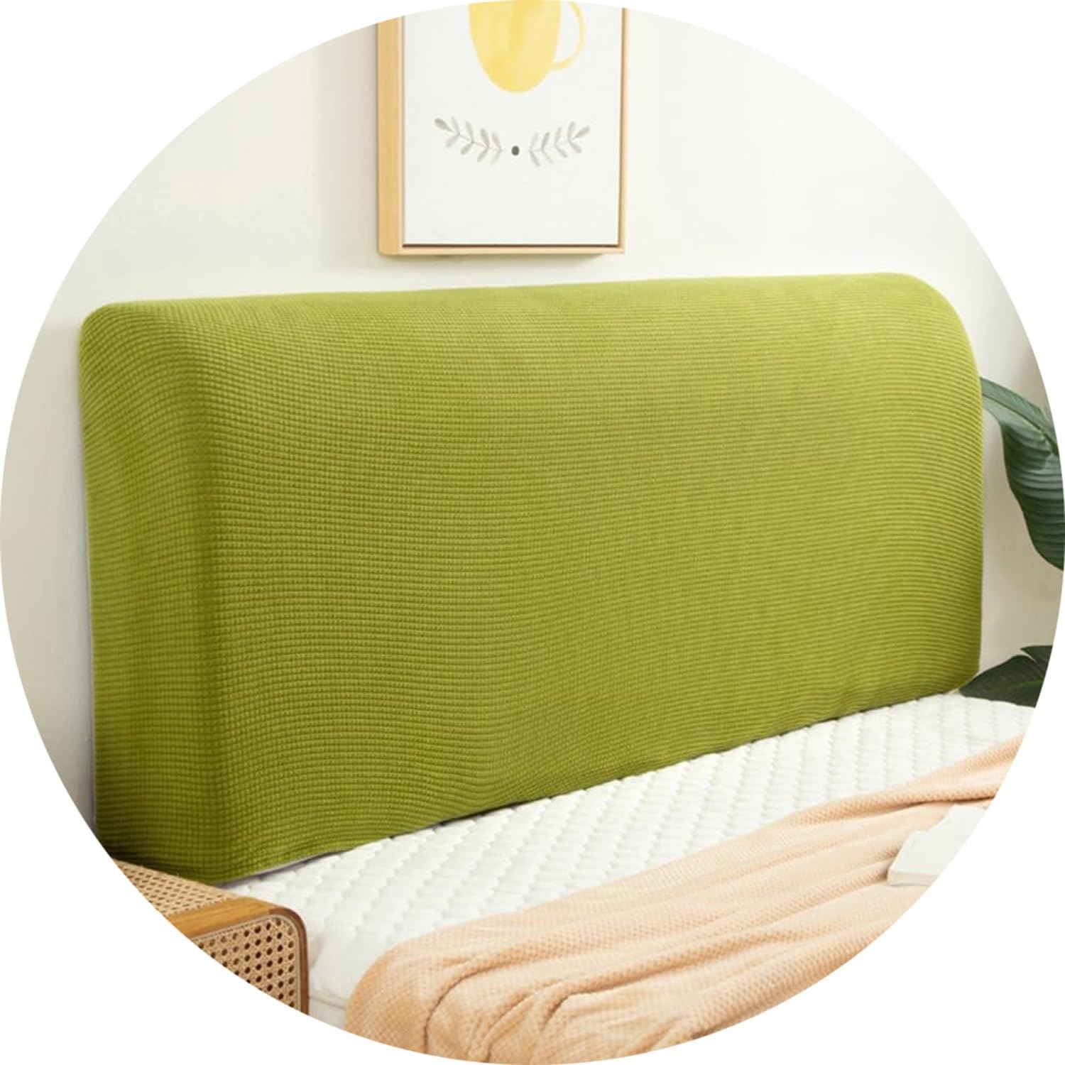 Headboard Cover for Full Queen Cal King Size Bed, Polar fleeceDustproof Head Board Wrap, Stretch All-Inclusive Bed Head Protector Cover Modern Bedroom Decoration(Grass Green,75-83in (190-210cm))