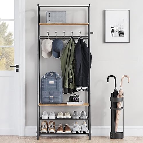 Miniatura 6 de Perchero para zapatos con 5 ganchos, árboles de entrada con almacenamiento, organizador multifuncional de pasillo, muebles decorativos de aspecto de