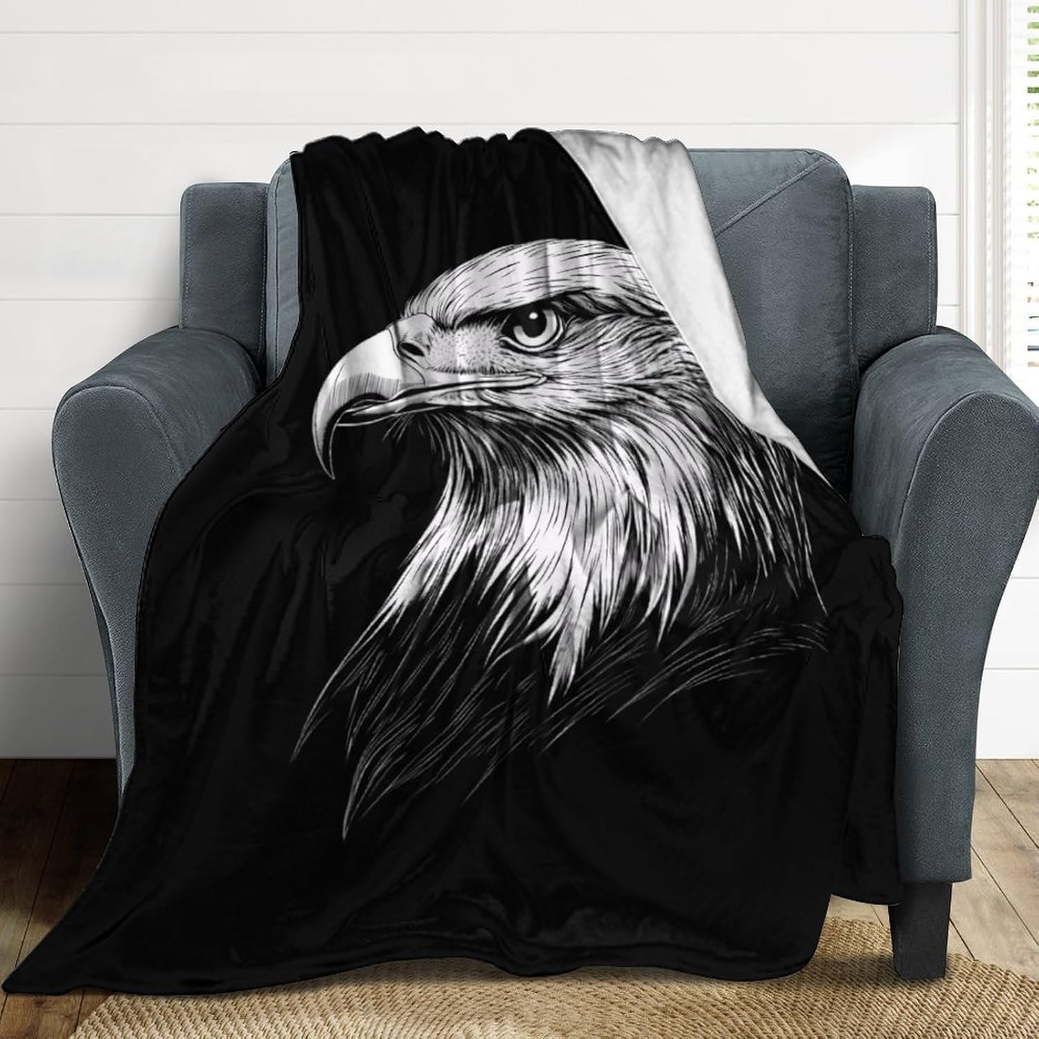 Animal Eagles Printed Throw Blanket Cozy Flannel Blankets Lightweight for Couch Sofa Bed Decor