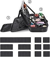 Vista 3 de Bolsa de maquillaje de 13.5 pulgadas, organizador de viaje, estuche de cosméticos, bolsa de almacenamiento profesional para artistas con divisores