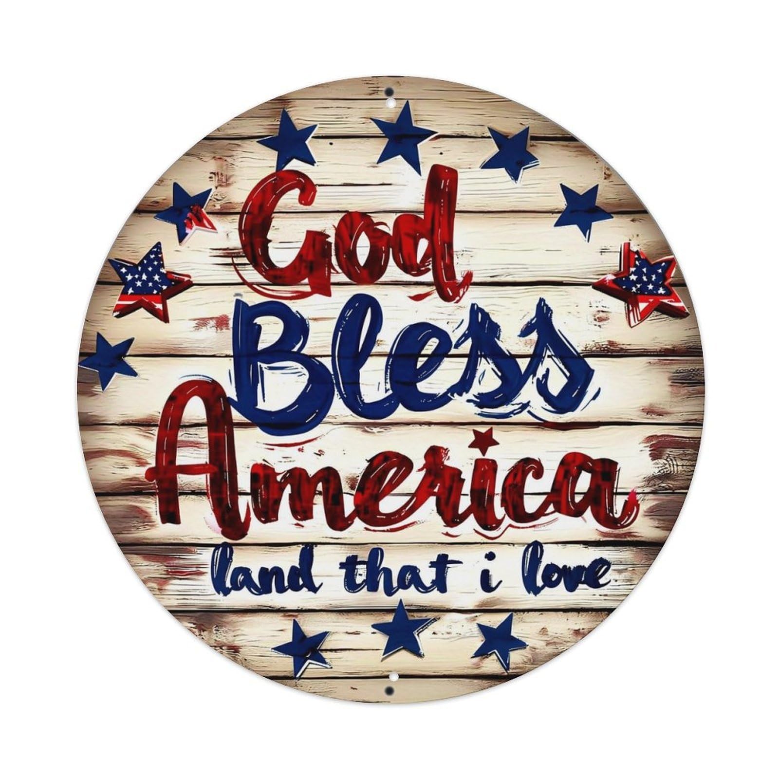 Jdyaojiesheng Vintage God Bless America Land That I Love Round Tin Sign Retro Metal Wall Decor Metal Poster, Home Bar Garage Farmhouse Cafe Wall Art Decoration 8X8inch