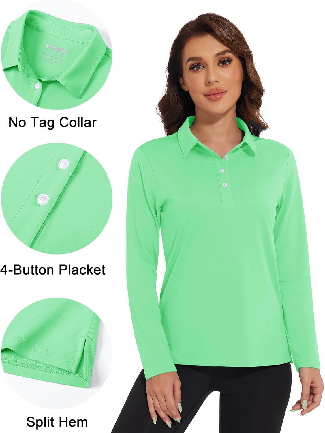 MAGCOMSEN Women's Polo Shirts Long Sleeve Golf Shirt Quick Dry UPF 50+ Sun Protection Lightweight Tennis Shirts