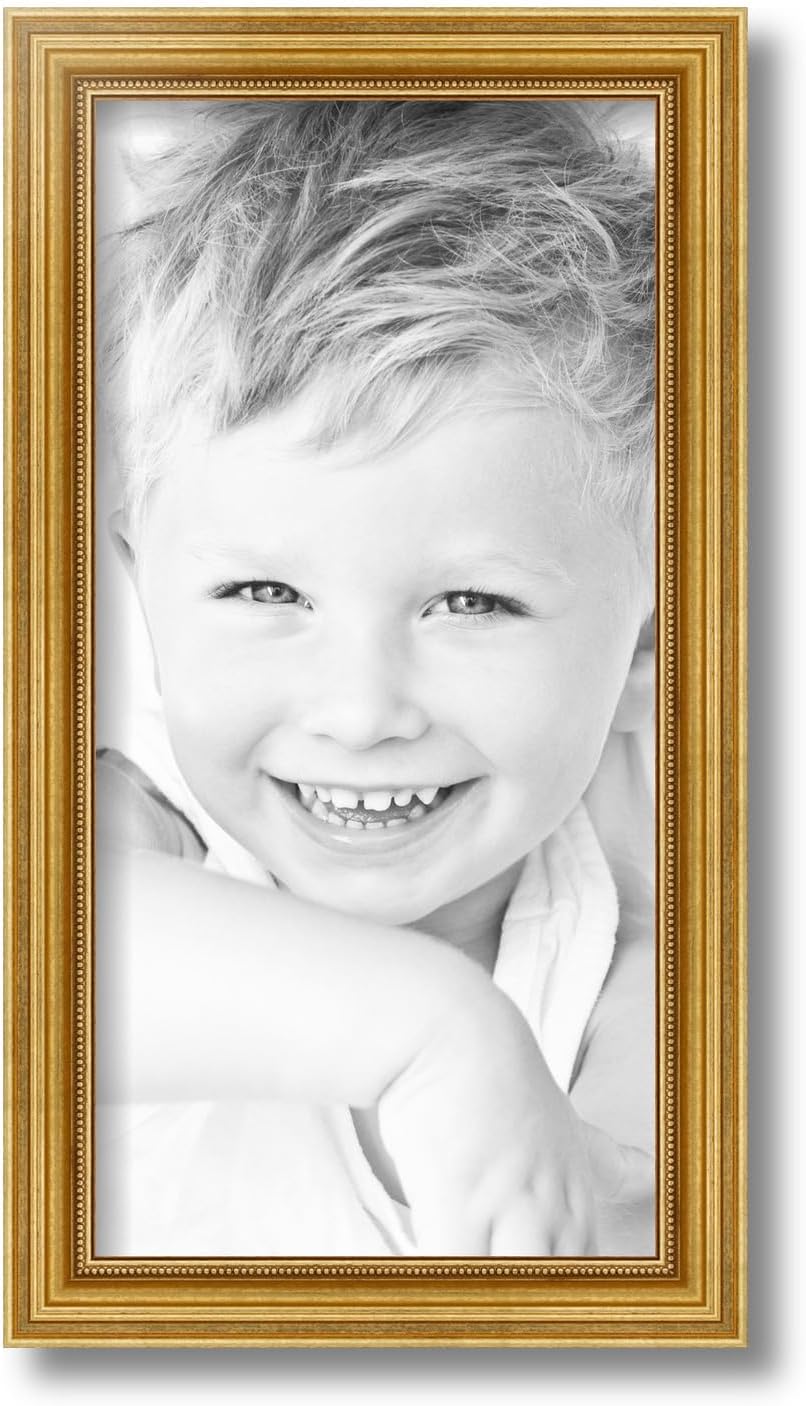 ArtToFrames 8x16 inch Gold Foil on Pine Wood Picture Frame, 2WOM0066-81375-YGLD-8x16