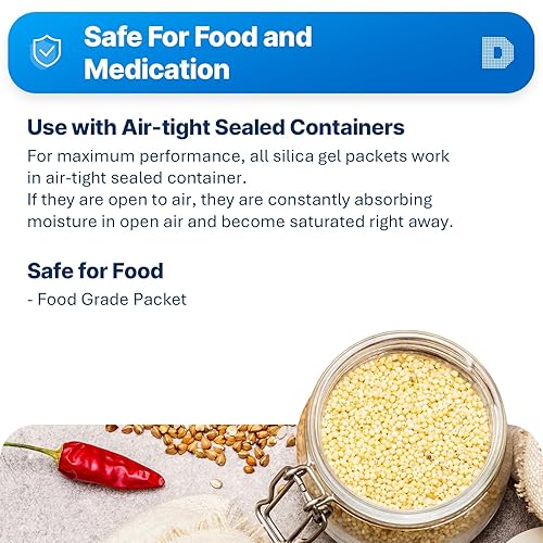 Miniatura 3 de Dry & Dry 1.76 oz 5 paquetes Paquetes de gel de sílice desecantes, paquetes de sílice - Paquetes de gel de sílice recargable, absorbentes de