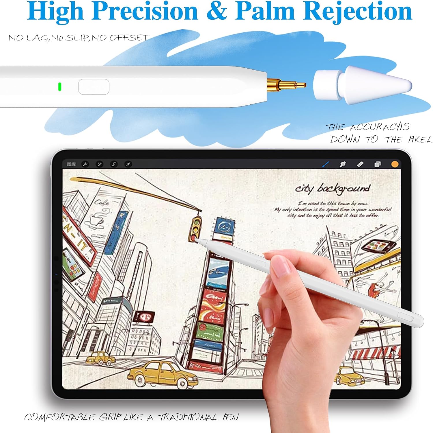 Stylus Pencil for iPad Pro Air Mini 2018-2026, Pen for iPad, Palm Rejection image 4
