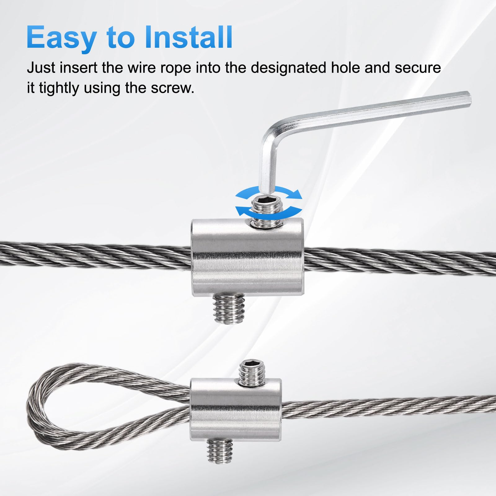 Produktbild von QUARKZMAN 10 Stück Drahtseilklemmen – Kupfer Mit M4 Schrauben – Für 1–2 Mm Seil – Silber, Vielseitig