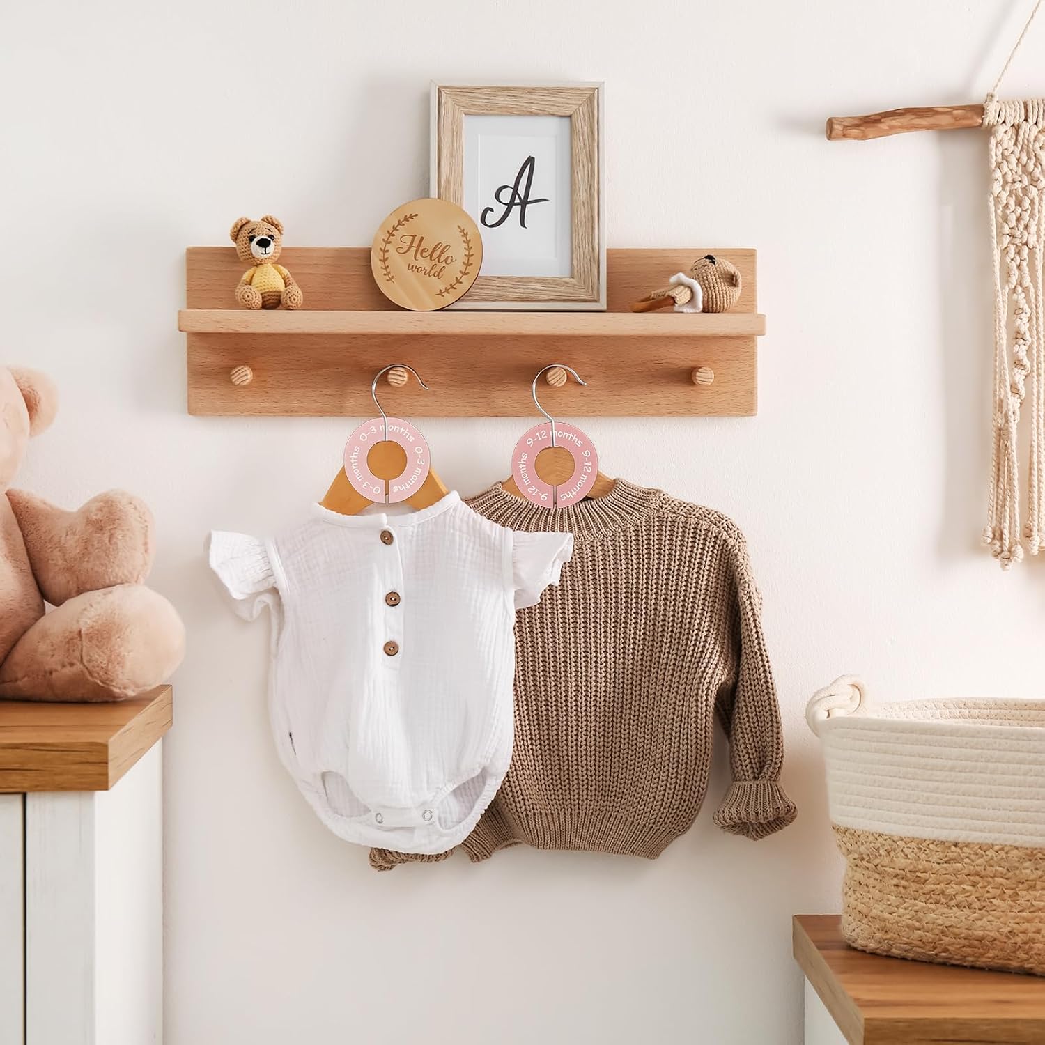 JarThenaAMCS 8Pcs Gradient Pink Baby Closet Size Dividers Baby Clothes Hanger Organizers Newborn to 24 Month Thicken Infant Wardrobe Separators for Home Nursery Bedroom