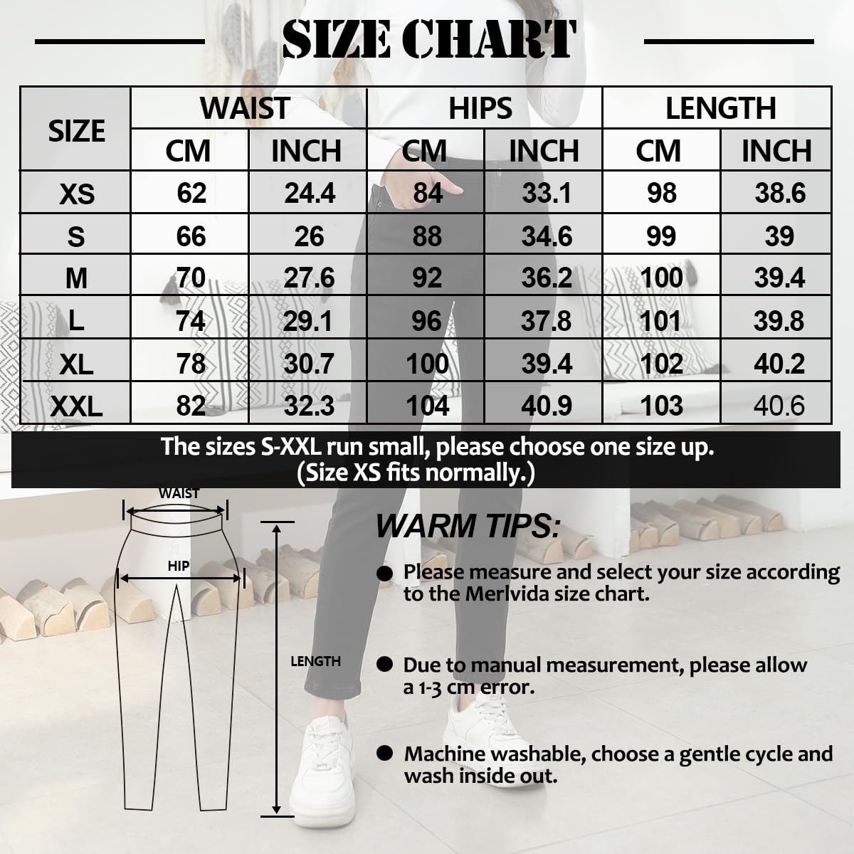 Merlvida Thermo Jeans damskie dżinsy z wysokim stanem, z podszewką ze stretchu, termiczne, push-up, ciepłe, zimowe, z polarem