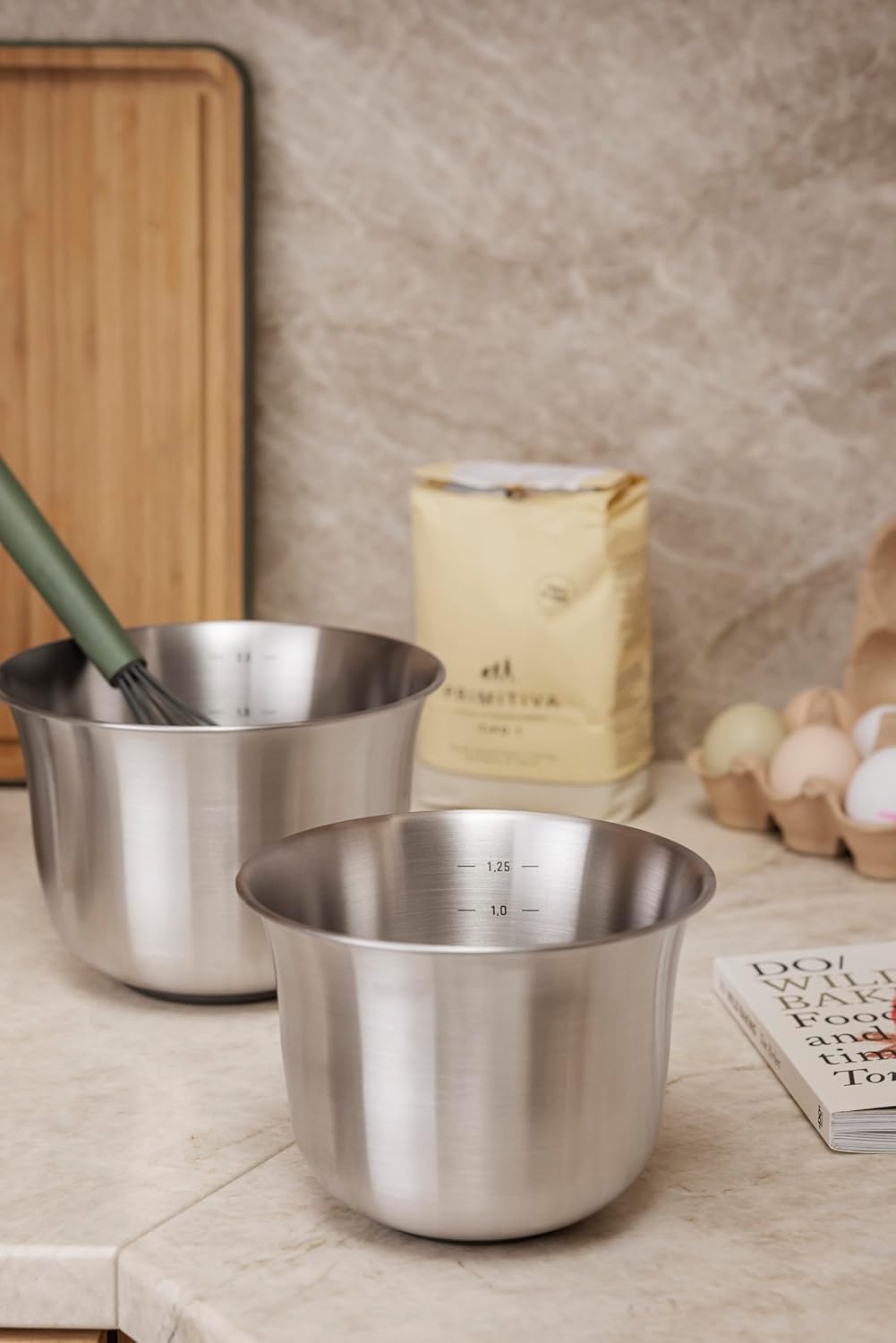 Eva Solo | Green tools Mixing bowl 3.3 l | Stainless steel mixing bowl with a round base and tall sides | Brushed steel