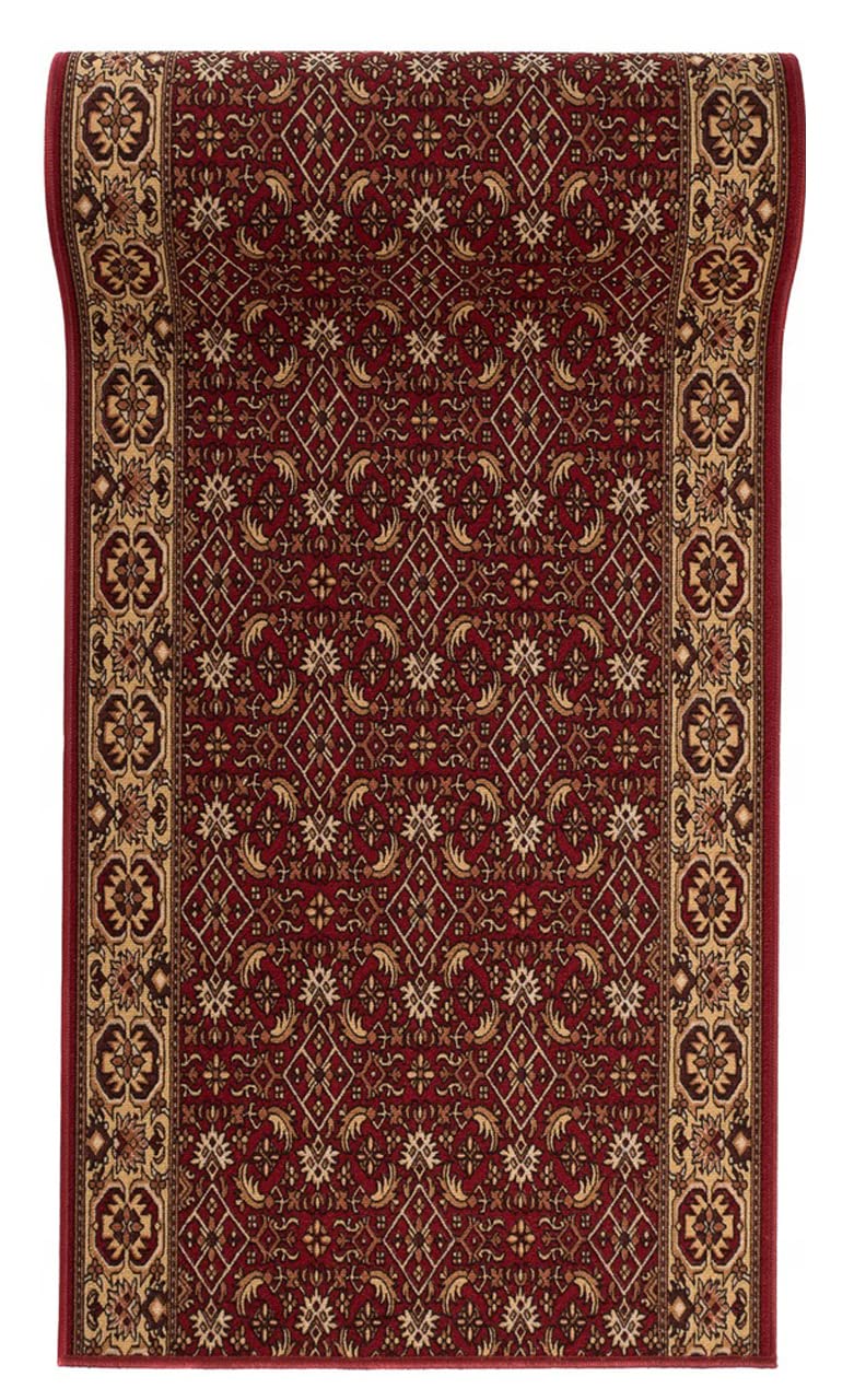 Mazovia Alfombra de Pasillo Larga - Alfombra Antideslizante Clásico - Pelo Corto - Alfombras de Pasillo por Metros - Alfombras para Pasillos Largos - Marrón Rojo - 67 x 600 cm