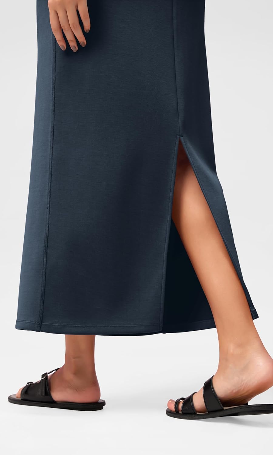 ODODOS Modal Soft Maxi Skirt for Women, Back Slit High Waist Casual Long Pencil Skirts - Image 4