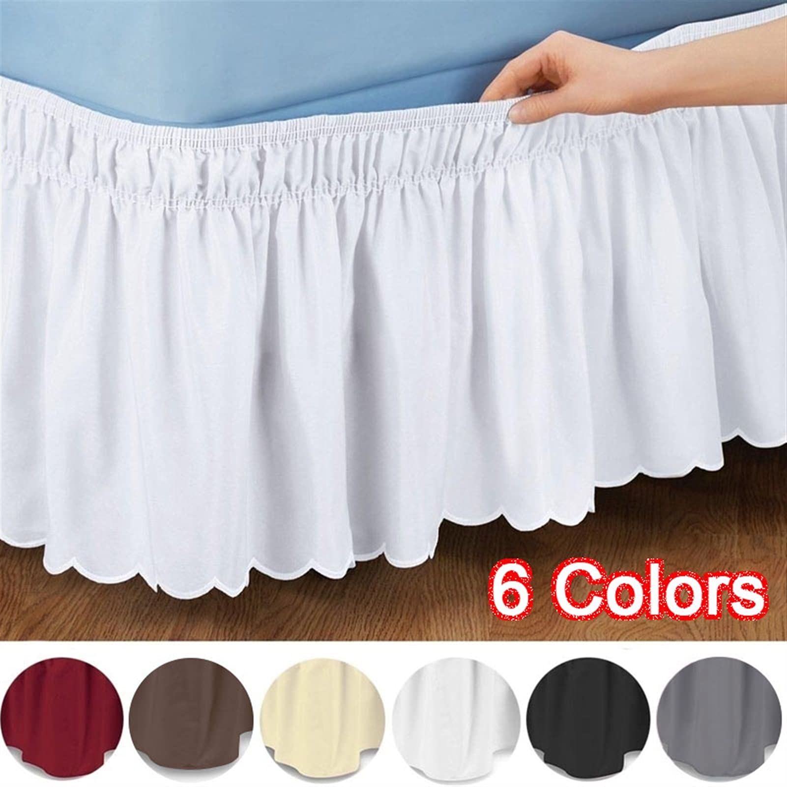 Vestiletto Bed Elastic Solid Gonna Home Hotel Decorazioni Camera Articoli for la casa Prodotti Tessili 6 Colori Mantovana Giroletto Matrimoniale ( Color : White, Size : 200x180cm