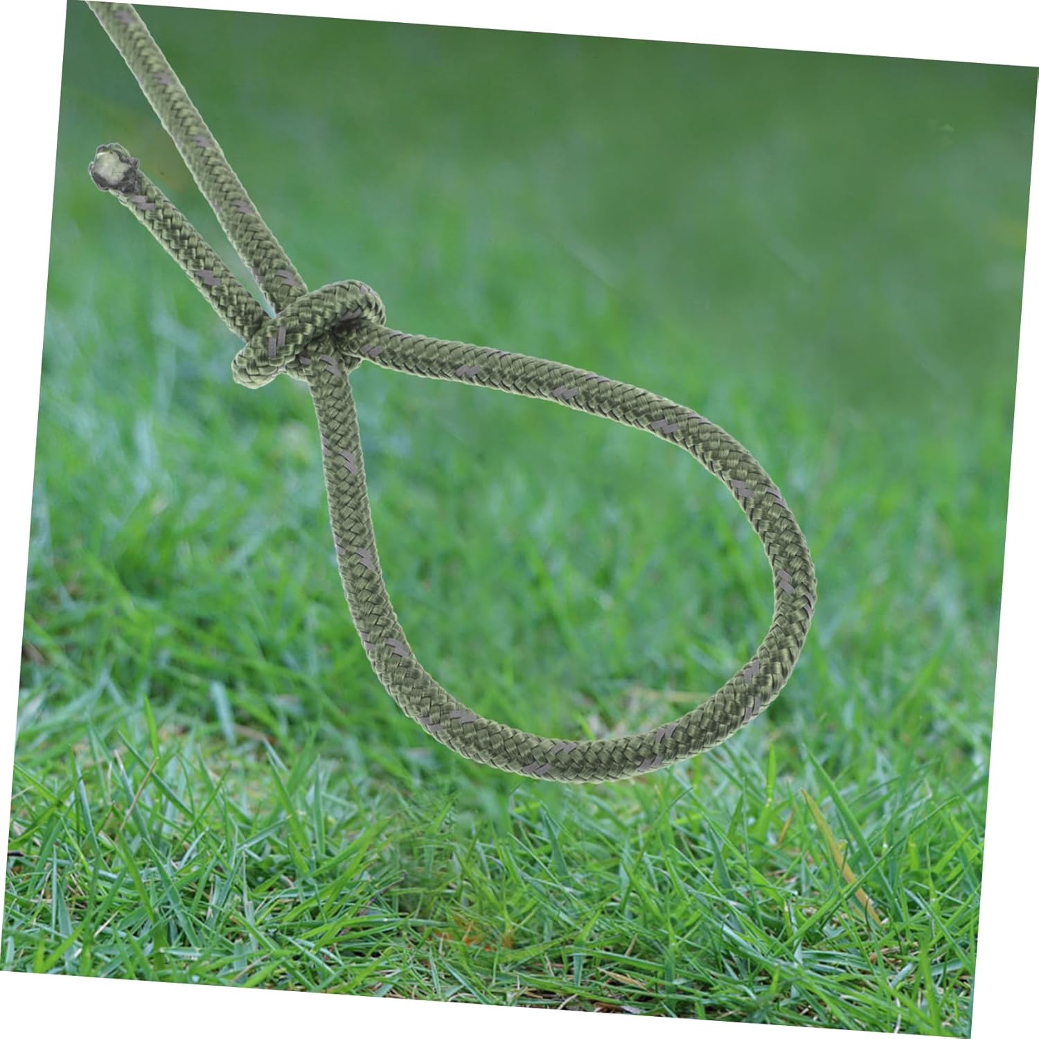 8pcs Heavy Duty Camping Gear Rope Reflective Wind Protection Cord for Tent Anchoring and Hauling Durable Mountaineering Accessory Military Green