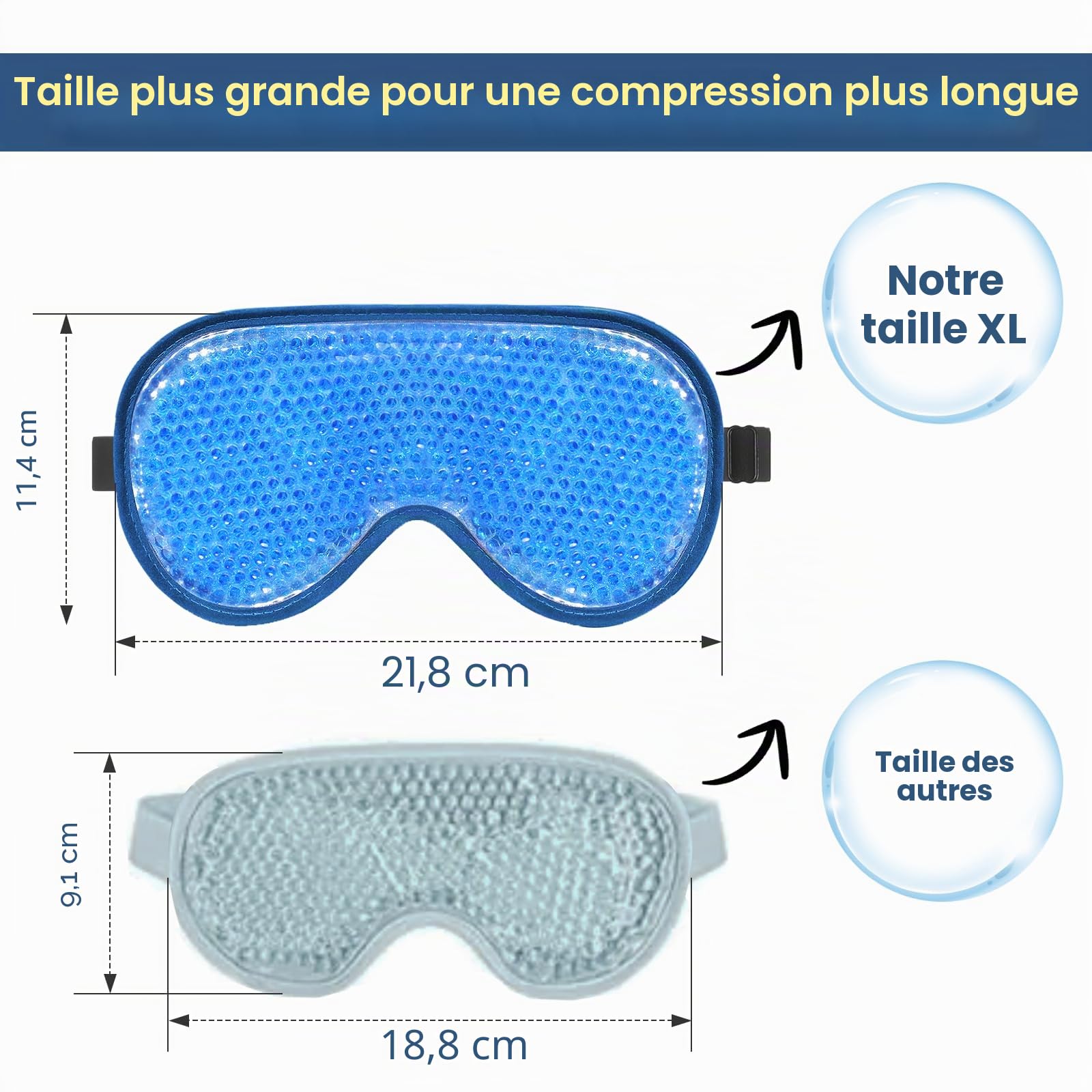 BeeVines Lot de 2 masques glacés en gel rafraîchissant pour yeux gonflés pour homme et femme, compression froide et chaude pour post-chirurgie, gonflements, allergies et migraines