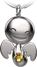 FABACH Porte-clés ange gardien Happy avec trèfle - Ange porte-bonheur en métal - Porte-bonheur pour voiture - Cadeau porte-bonheur - Trèfle à quatre feuilles - Cadeau porte-bonheur