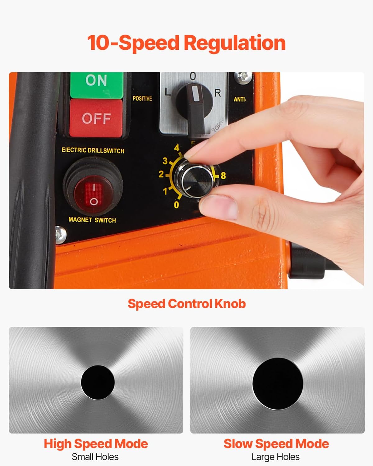 Happybuy Magnetic Drill, 1450W Motor with 2 in Boring Diameter. 2878 lbf Portable Electric Mag Drill Press. Comes with 6 Coring Bits, Variable Speed. Ideal for Metal Surface Drilling