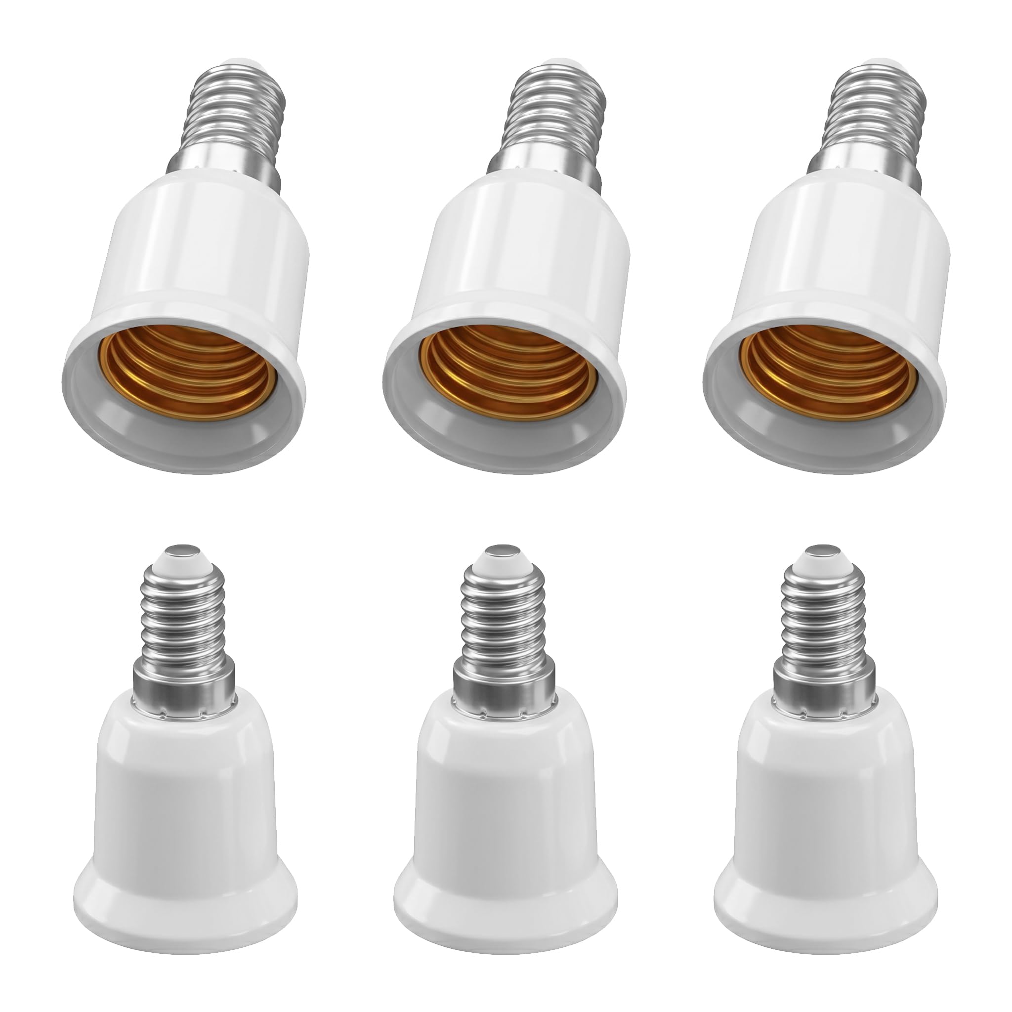 6 Stück E14 auf E27 Adapter, Lampensockel Konverter für E27 Leuchtmittel in E14 Fassung, Edison Schraubadapter aus hitzebeständigem, Geeignet für LED, Glühbirne, Halogenlampe und Energiesparlampe