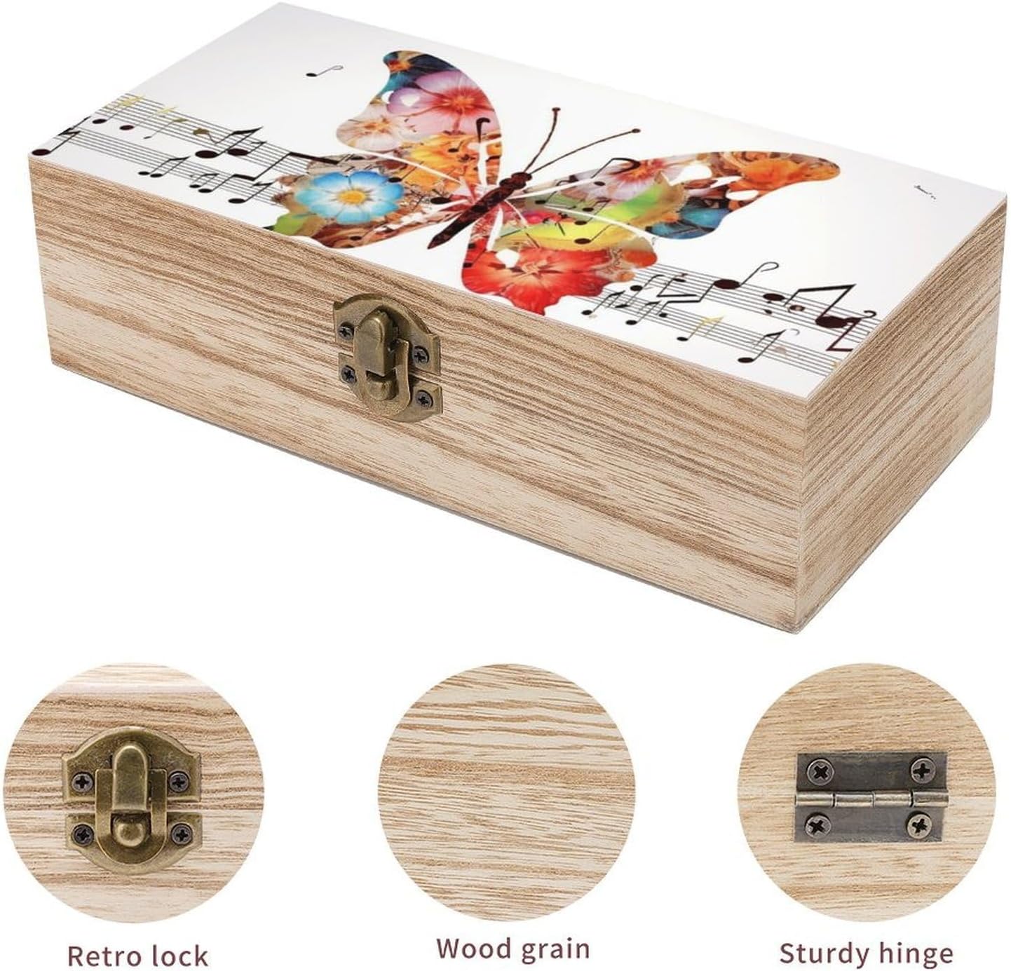 Wooden Storage Box with Hinged Lid Wood Keepsake Box Decorative Gift Boxes image 3