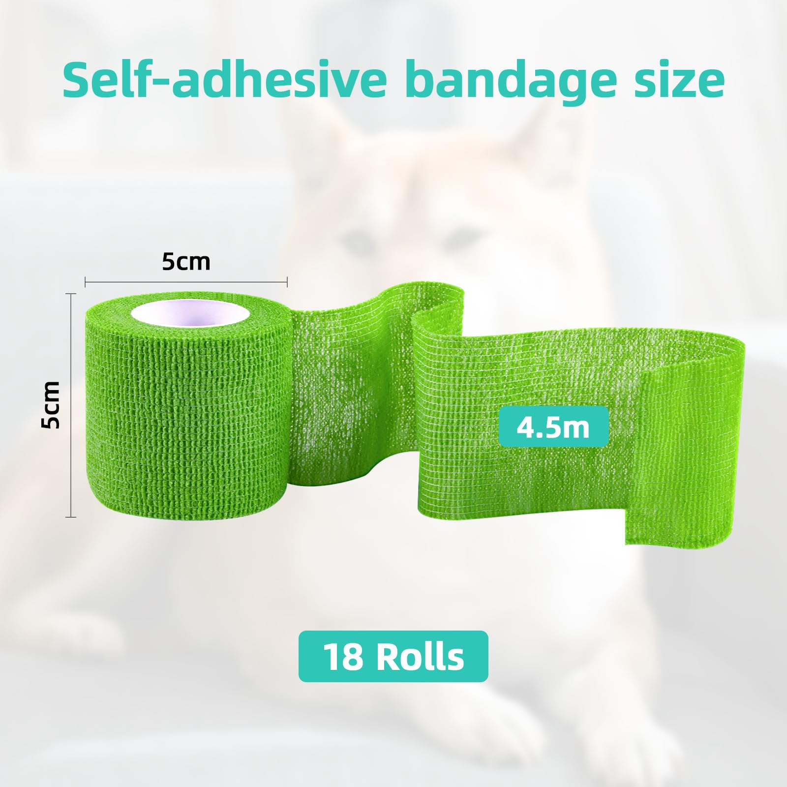 Carehabi Bandage Autoadhésif, 18 Rouleaux 5cm x 4.5m Bande Cohesive Multicolore Bandage Vétérinaire, Bandage Élastique Autocollant pour Les Mains,Les Pieds Genoux