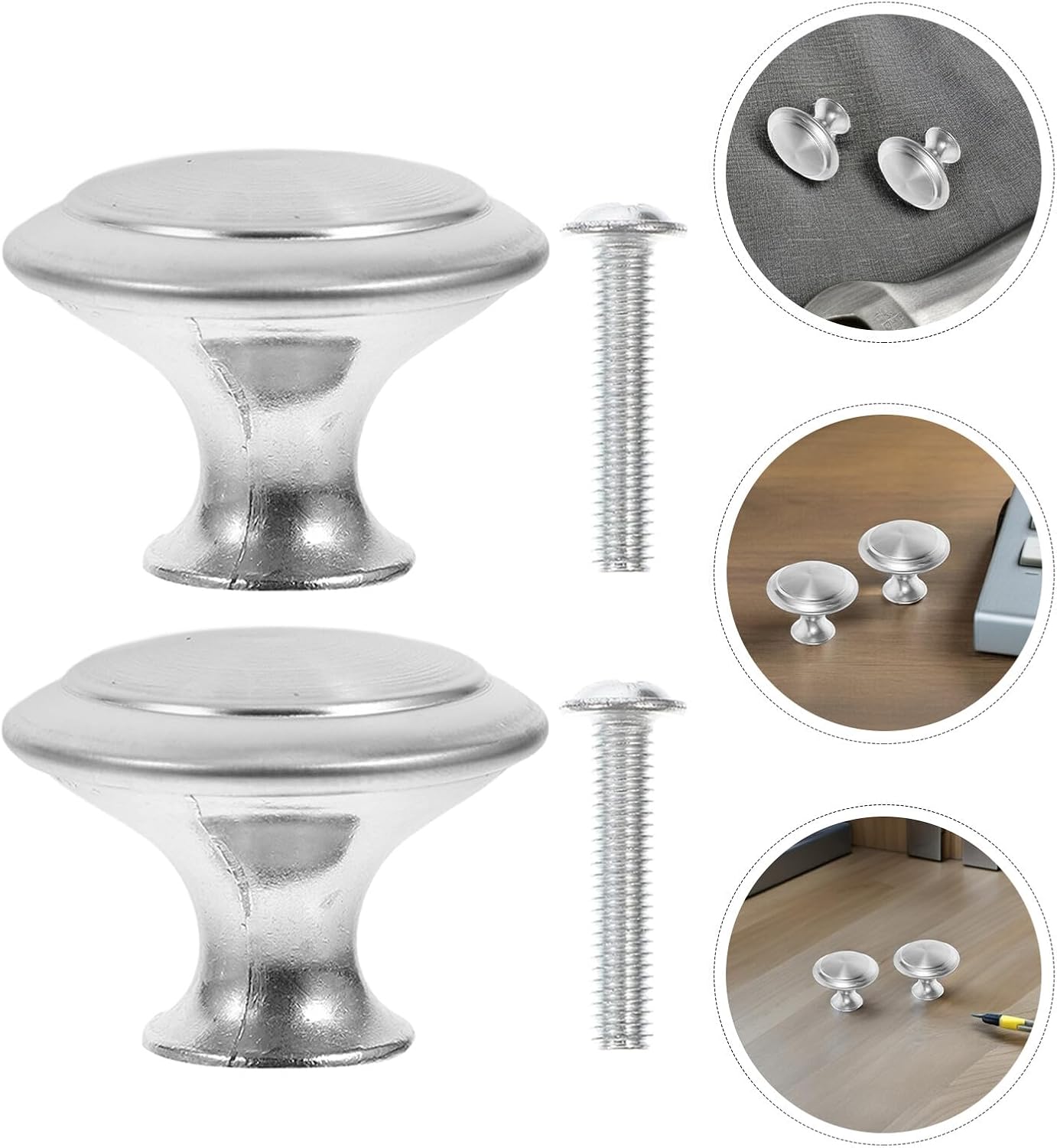 35pcs Stainless Steel Single-Hole Cabinet Knobs Dome Pull Handles with Screws for Kitchen, Bathroom, Wardrobe, and Drawer Furniture