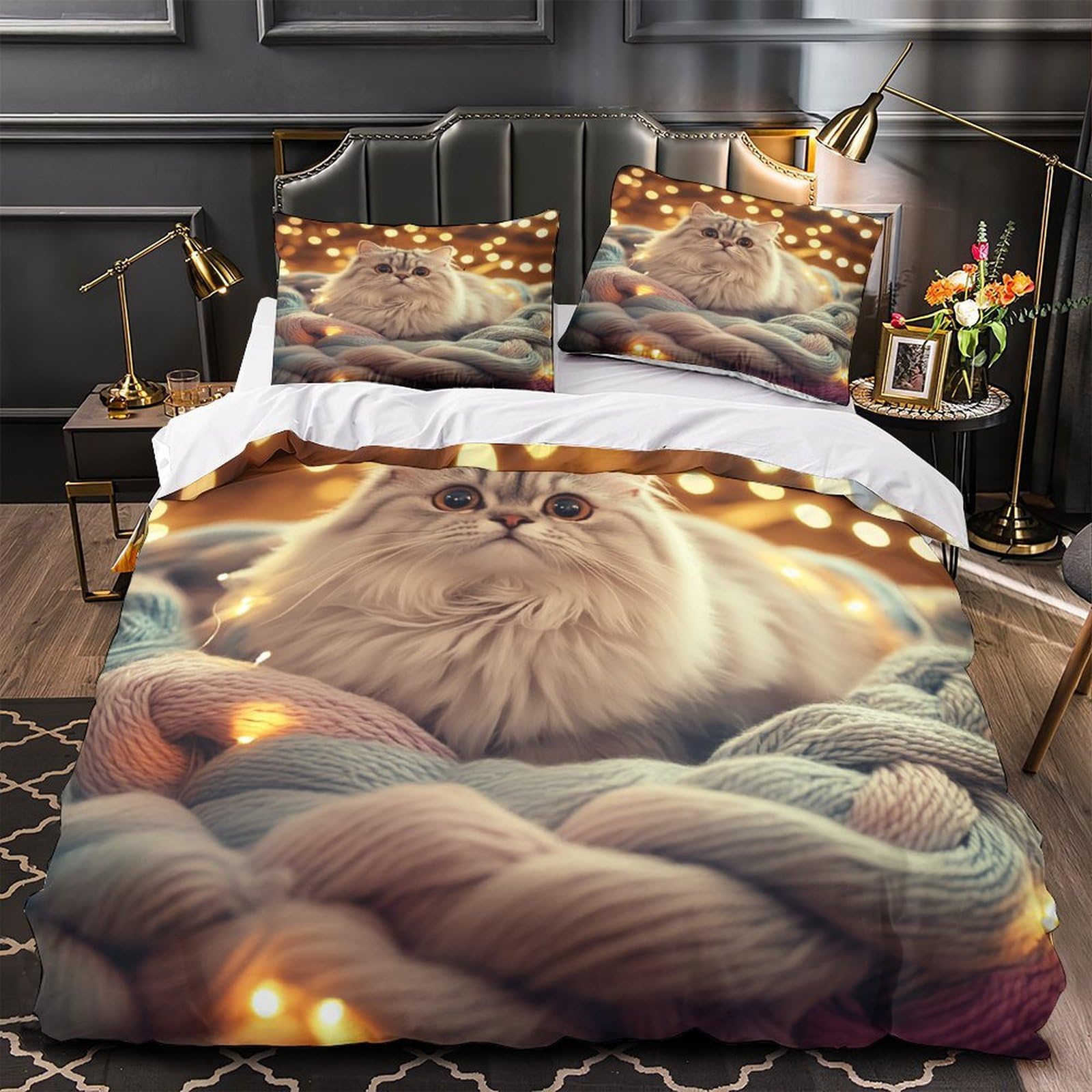 Housse de couette feux d'artifice ciel nocturne lit double 200x200 microfibre hypoallergique
