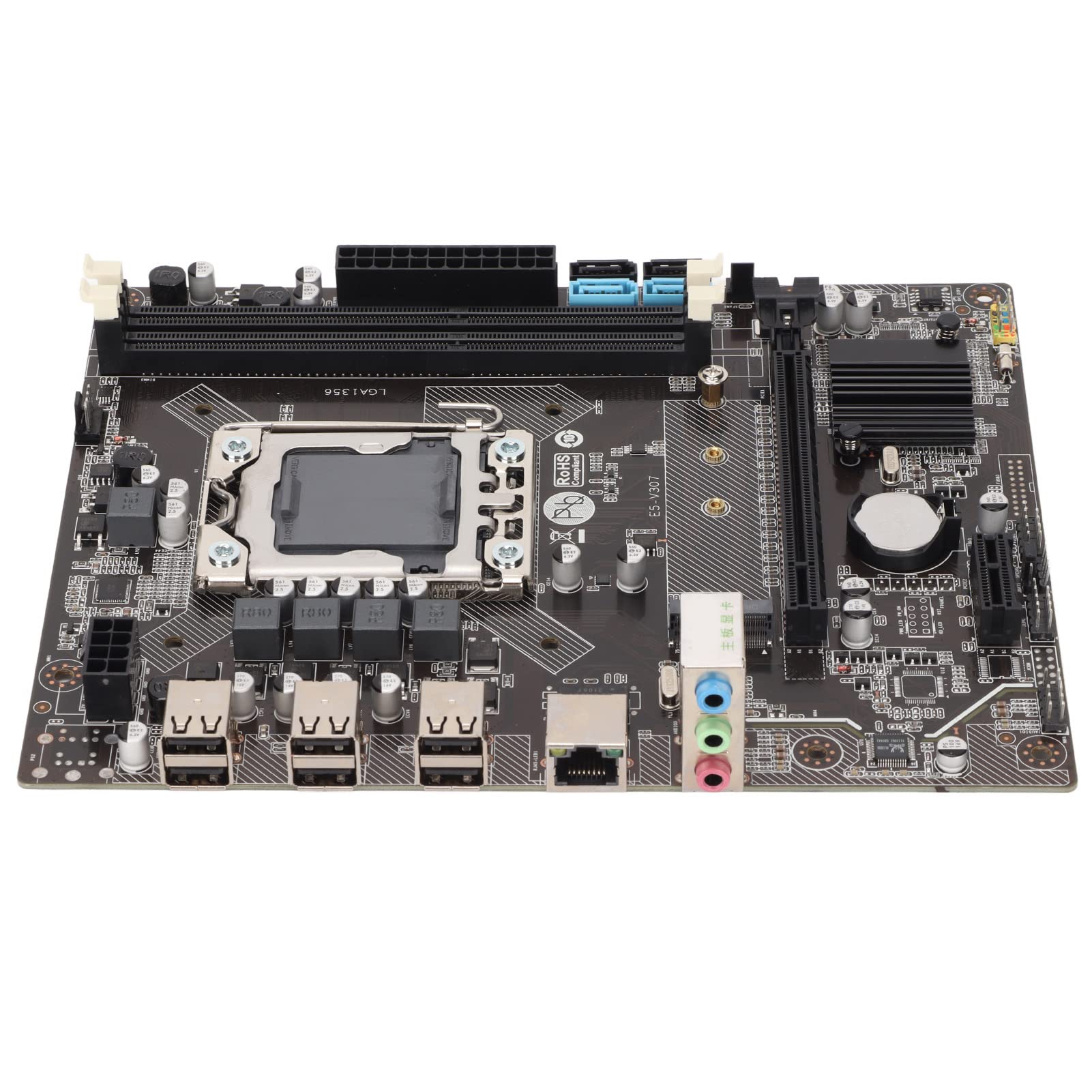 Bewinner Scheda Madre per PC X79, Scheda Madre con Chip 6 HM65 CPU Combo DDR3 1866/1600/1333MHz con Cavo Deflettore per LGA 1356 per per Computer Desktop