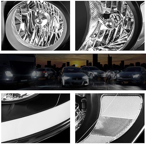 Miniatura 3 de PM PERFORMOTOR LED Par de faros delanteros negros transparentes de haz alto y bajo con barra de luz LED de repuesto compatible con Dodge Ram