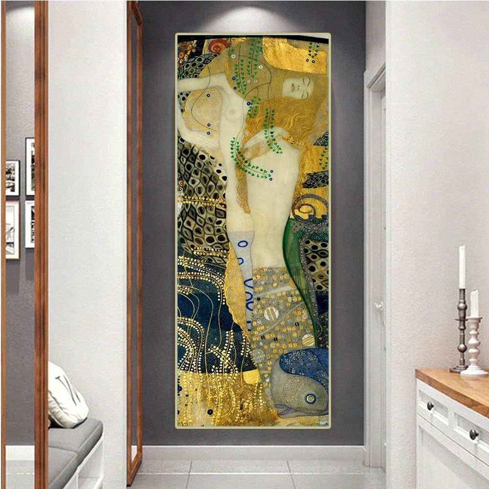 Amazon.co.jp: 有名なグスタフ・クリムトポスター《水蛇I》キャンバス