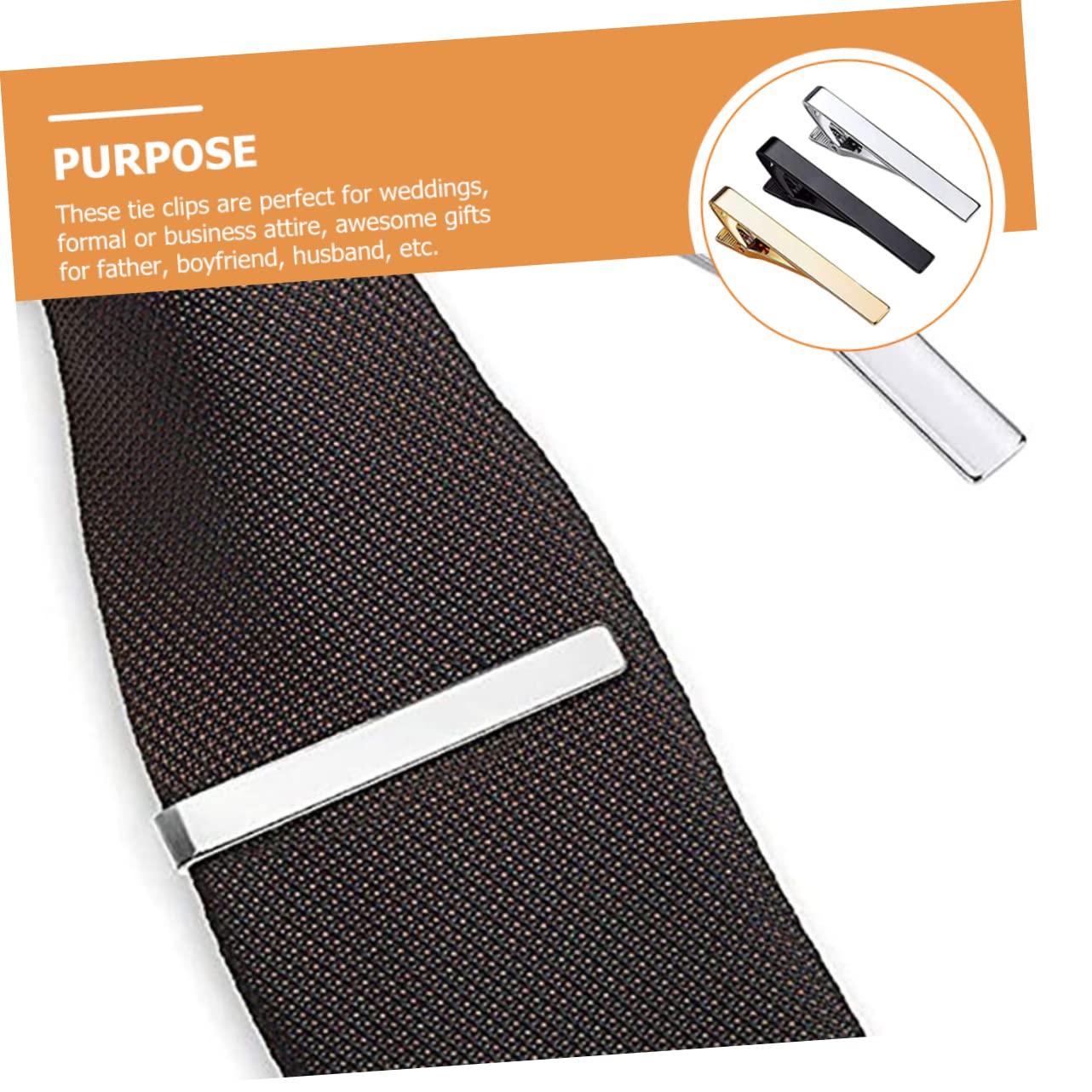 Pinza para Corbata de Camisa 3piezas Cobre Clip de Corbata para Hombre