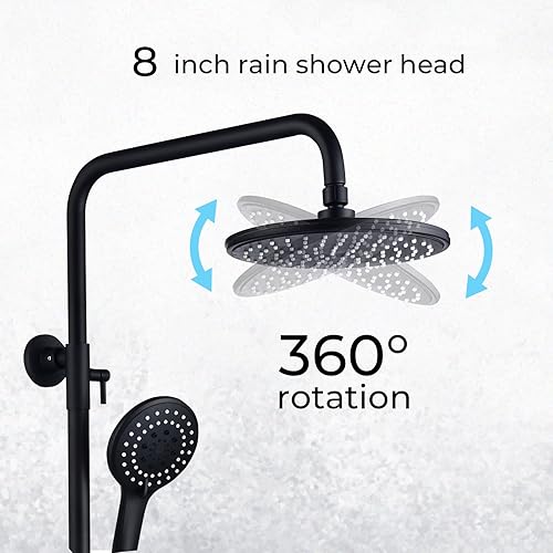 Miniatura 3 de LCyindu Sistema de ducha termostático negro mate, montaje en pared, válvula de ducha termostática de latón de triple función, con cabezal de ducha